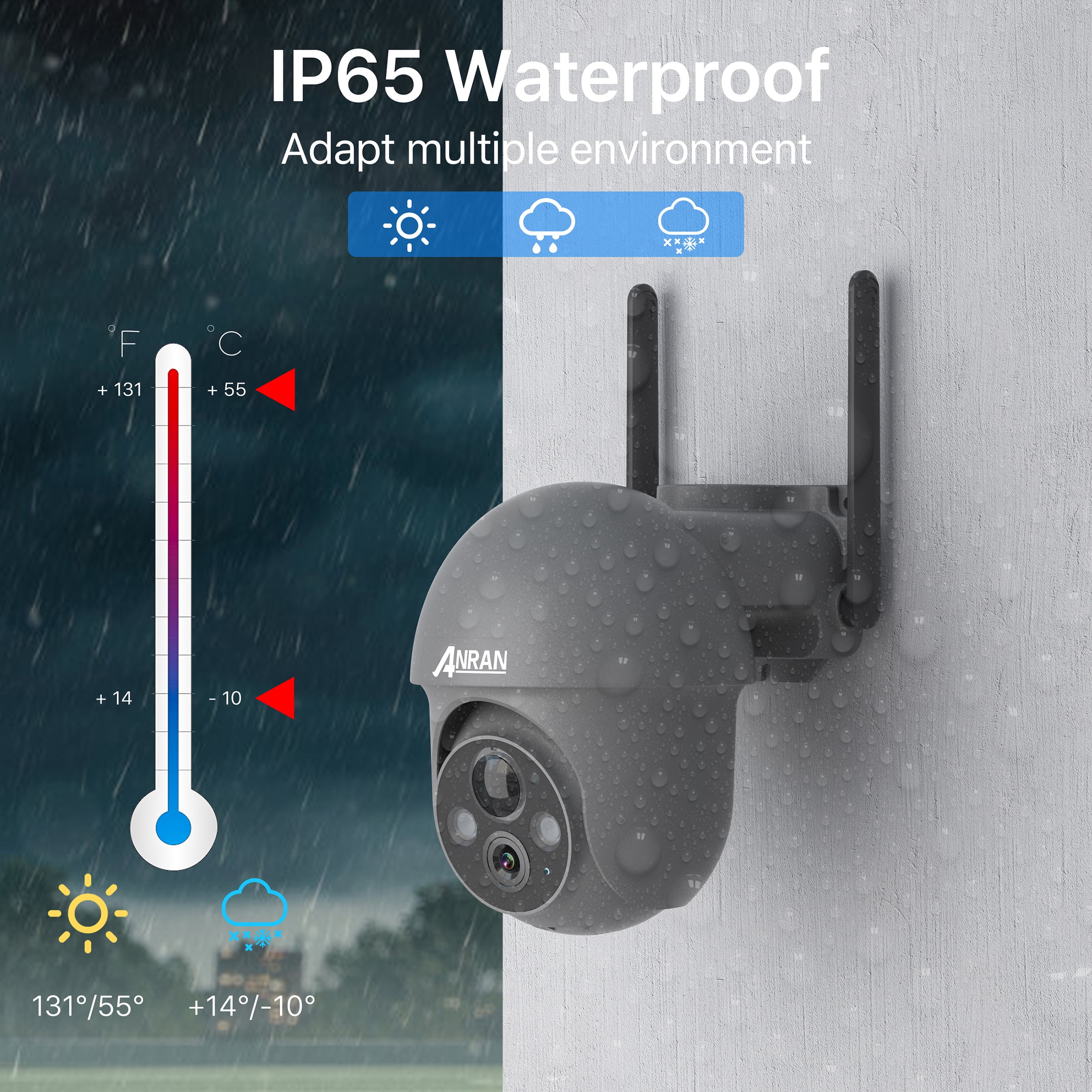 ANRAN Wireless Solar Security Camera Outdoor with 360° View, 2K Outdoor Security Camera with Smart Siren, Spotlights, Color Night Vision, PIR Human Detection, Pan Tilt Control, 2-Way Talk - Image 3