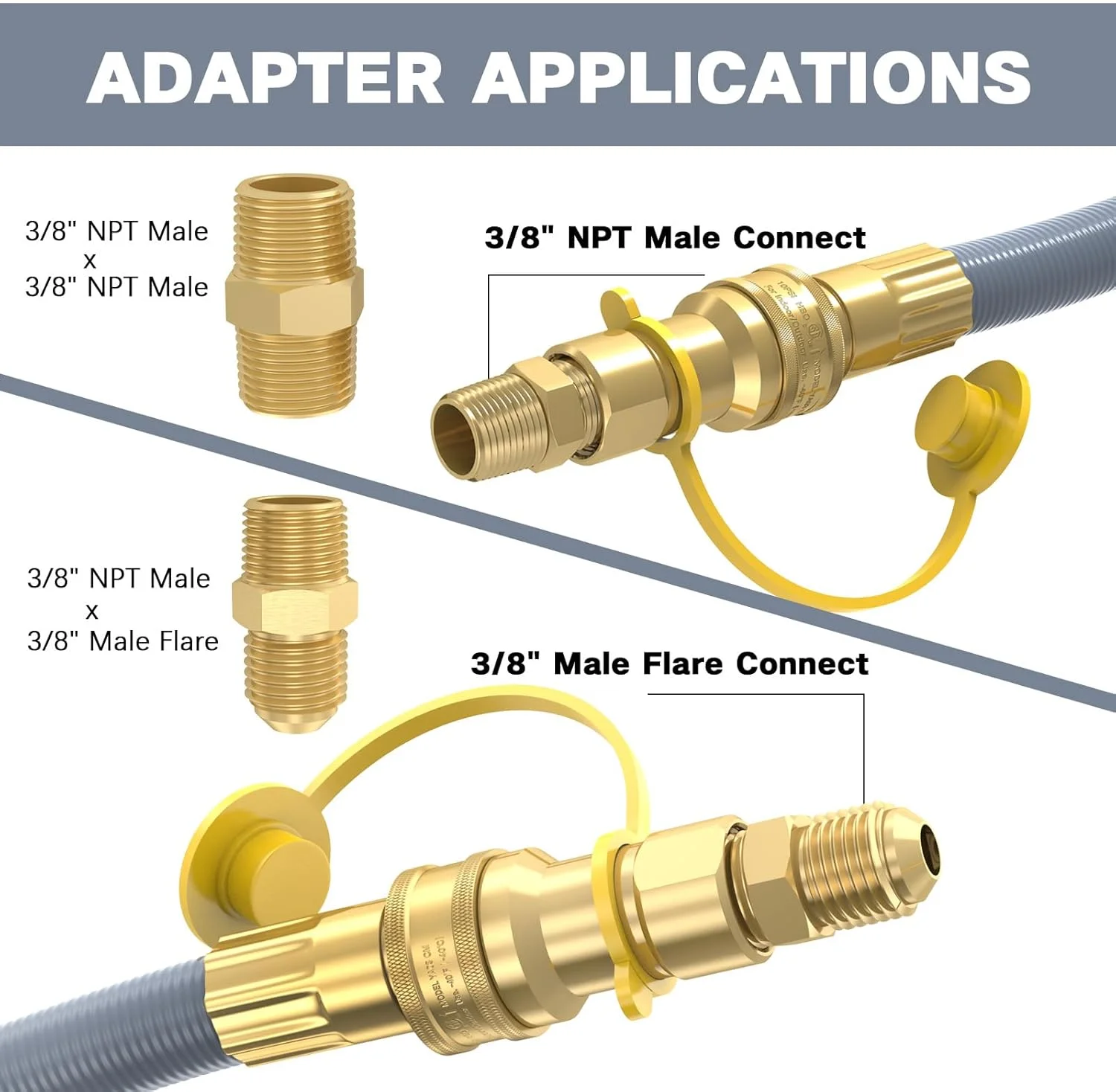 18FT 3/8" ID Natural Gas Hose, Low Pressure LPG Hose with Quick Connect, for Weber, Char-Broil, Pizza Oven, Patio Heater and More NG Appliance Propane to Natural Gas Conversion Kit - Image 3