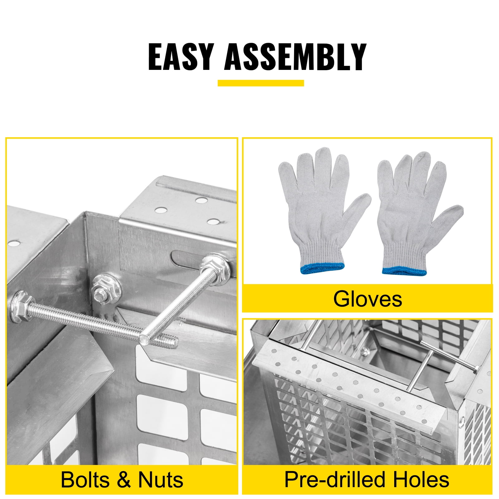 VEVOR Chimney Cap, 8" x 8" Flue Caps, 304 Stainless Steel Fireplace Chimney Cover, Adjustable Metal Spark Arrestor with Bolts Screws, Mesh Chimney Flue Cover for Outside Existing Clay Flue Tile - Image 6