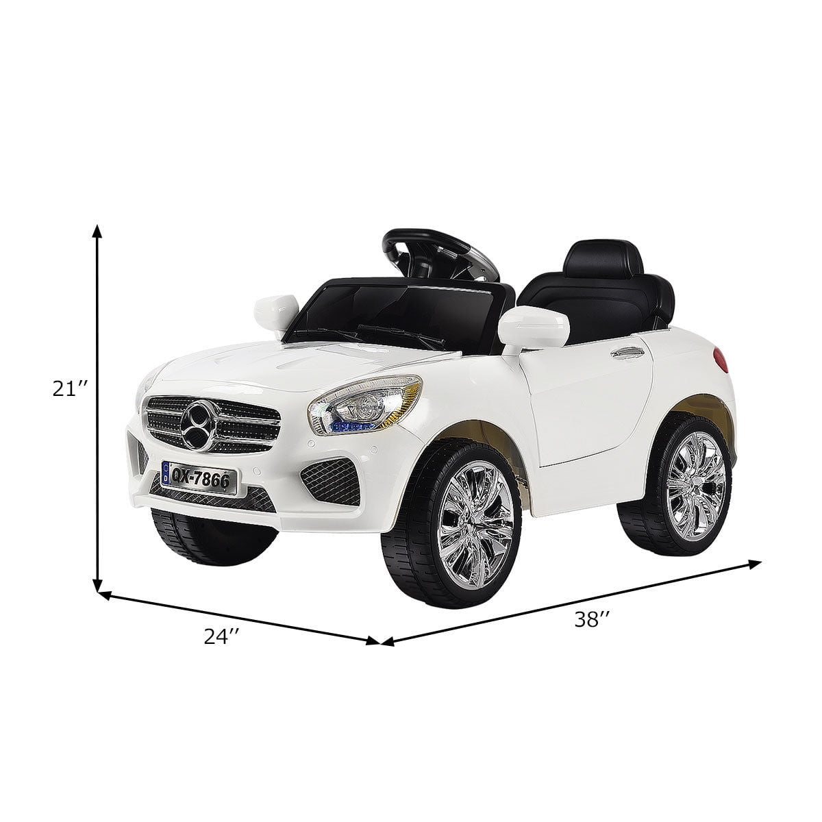 Costway 6V Kids Ride On Car RC Remote Control Battery Powered w/ LED Lights MP3 White - Image 6