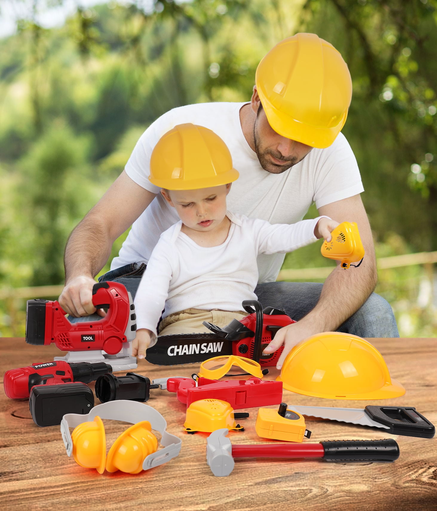Exercise N Play Kids Power Tool Play Set W/ Electric Toy Drill Chainsaw Jigsaw Toy - Image 6