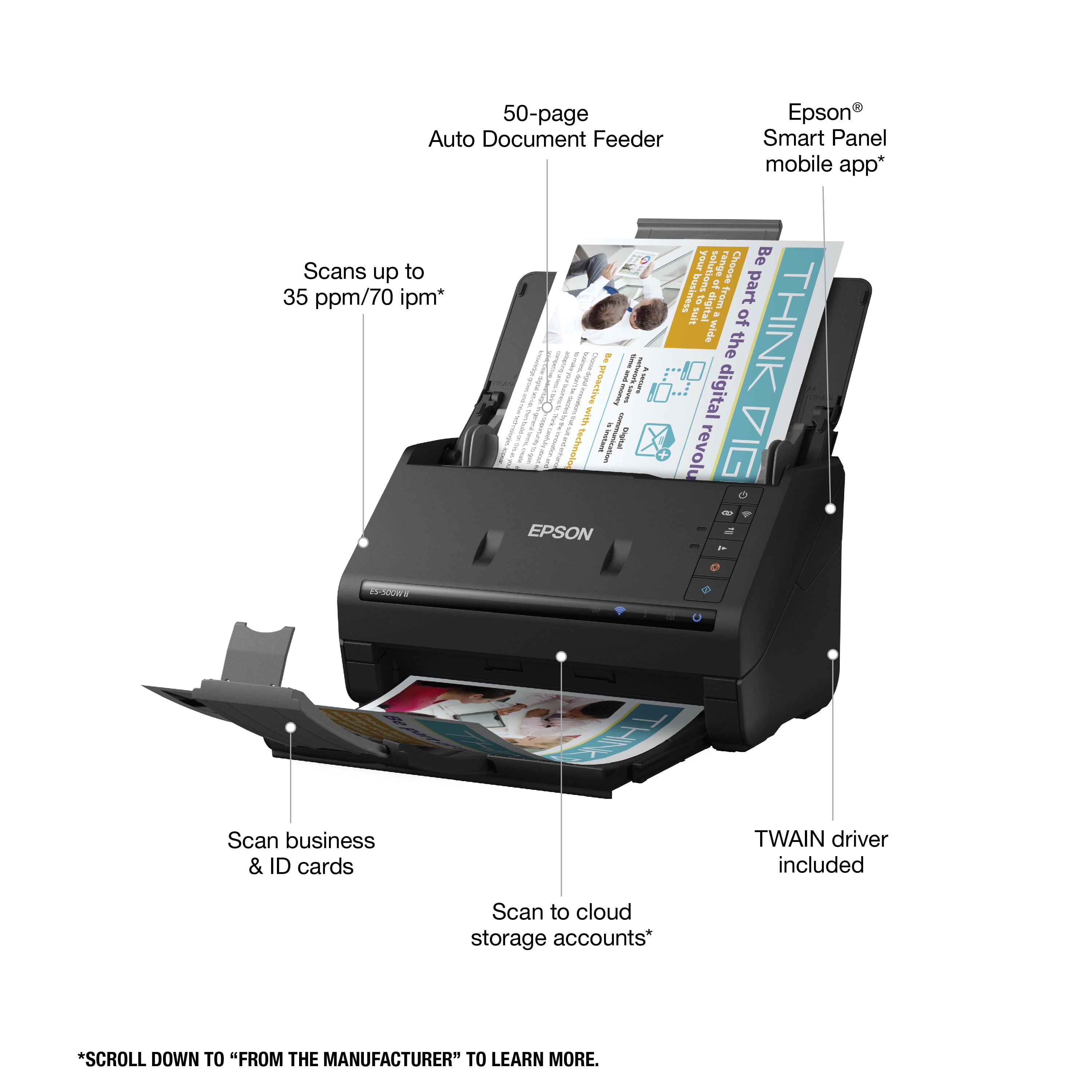 Epson ES-500W II Wireless Duplex Document Scanner - Image 4