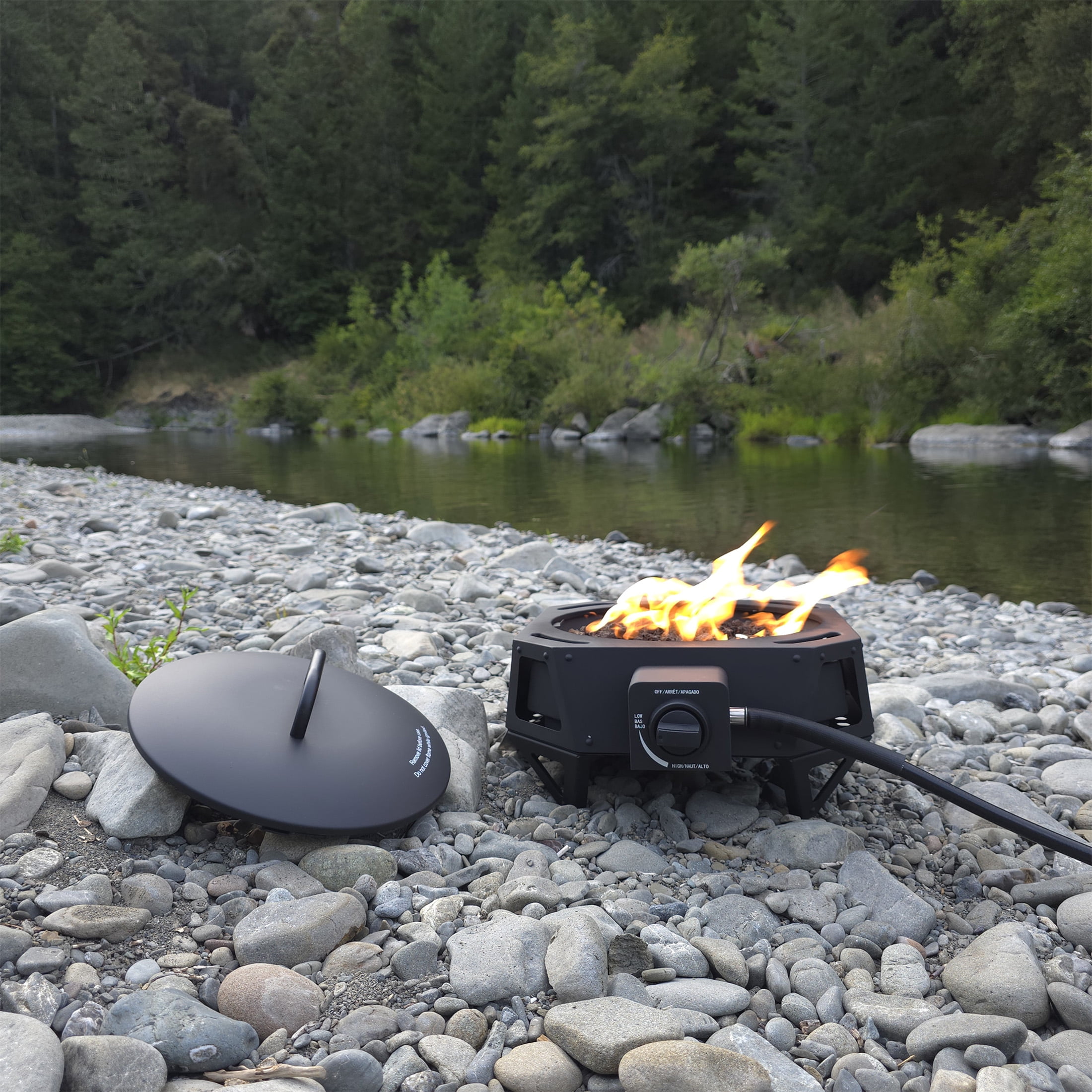 Ozark Trail 15" 54,000 BTU Propane Black Steel Portable Fire Pit with Locking Lid - Image 9