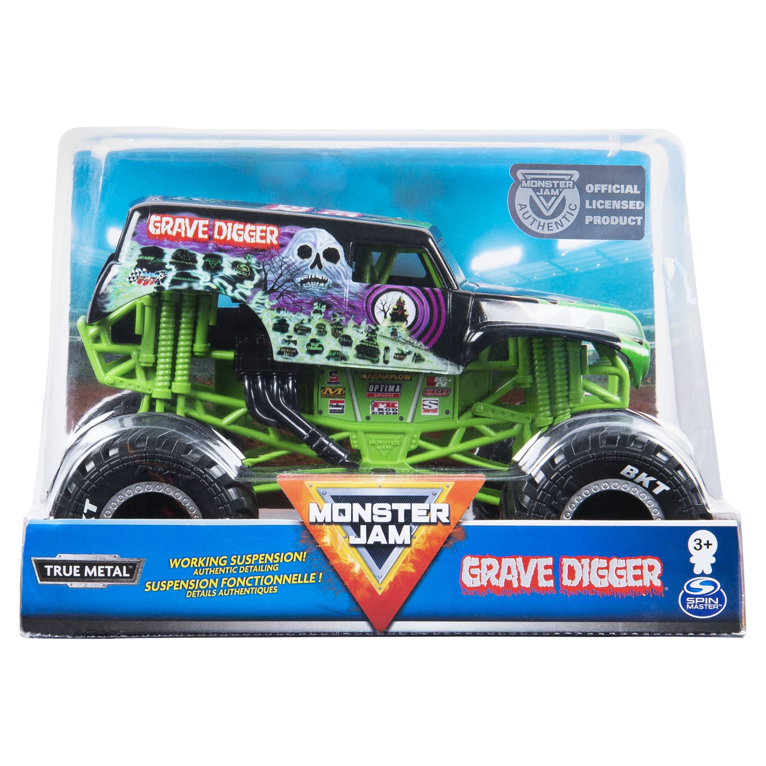 Monster Jam, Official Grave Digger Monster Truck, Die-Cast Vehicle, 1:24 Scale