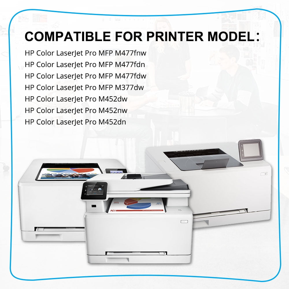 410X Toner Cartridge Compatible for HP Color Laserjet Pro MFP M477fnw M477fdw M452dn 410A 410X CF410A CF410X | M477fdn M452nw M477 M452 M377 Printer Ink (Black Cyan Yellow Magenta, 5-Pack) - Image 6