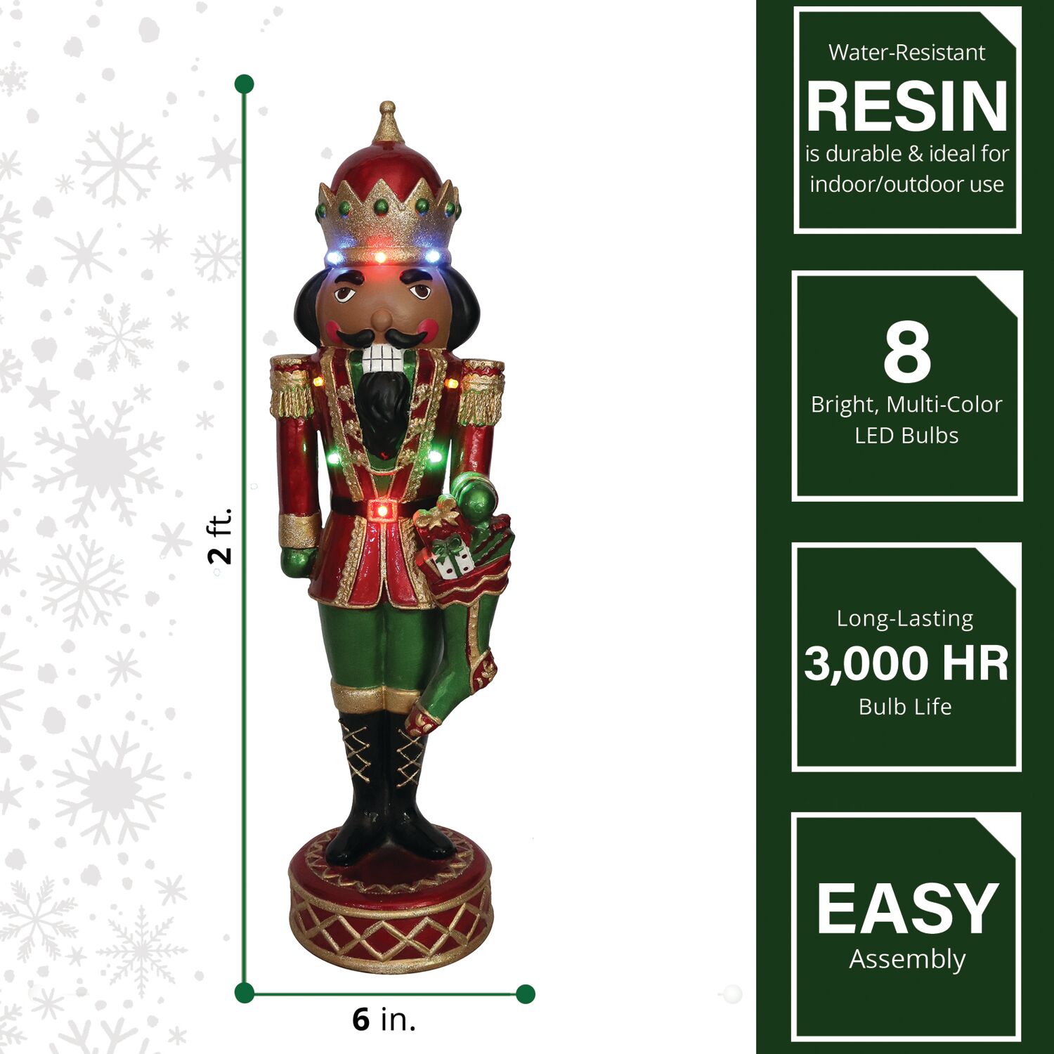 Fraser Farm Hill 22" African American Christmas Resign Nutcracker decoration for indoor/outdoor use - Image 8