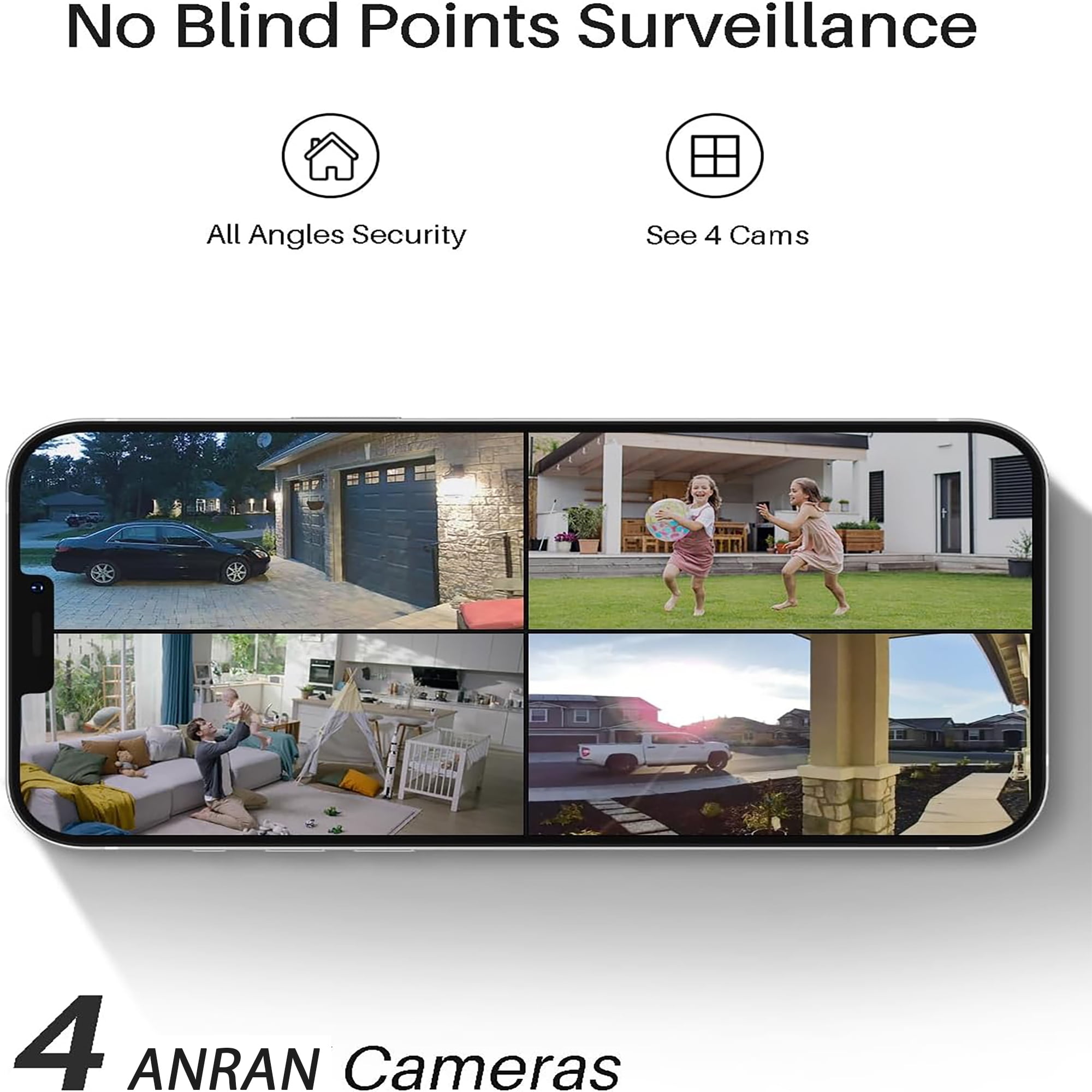 ANRAN Solar Security Cameras Outdoor Wireless, 2K WiFi Surveillance Camera for Home Security with Base Station, Color Night Vision, 2-Way Talk, No Monthly Fee, Waterproof PIR Detection - Image 3