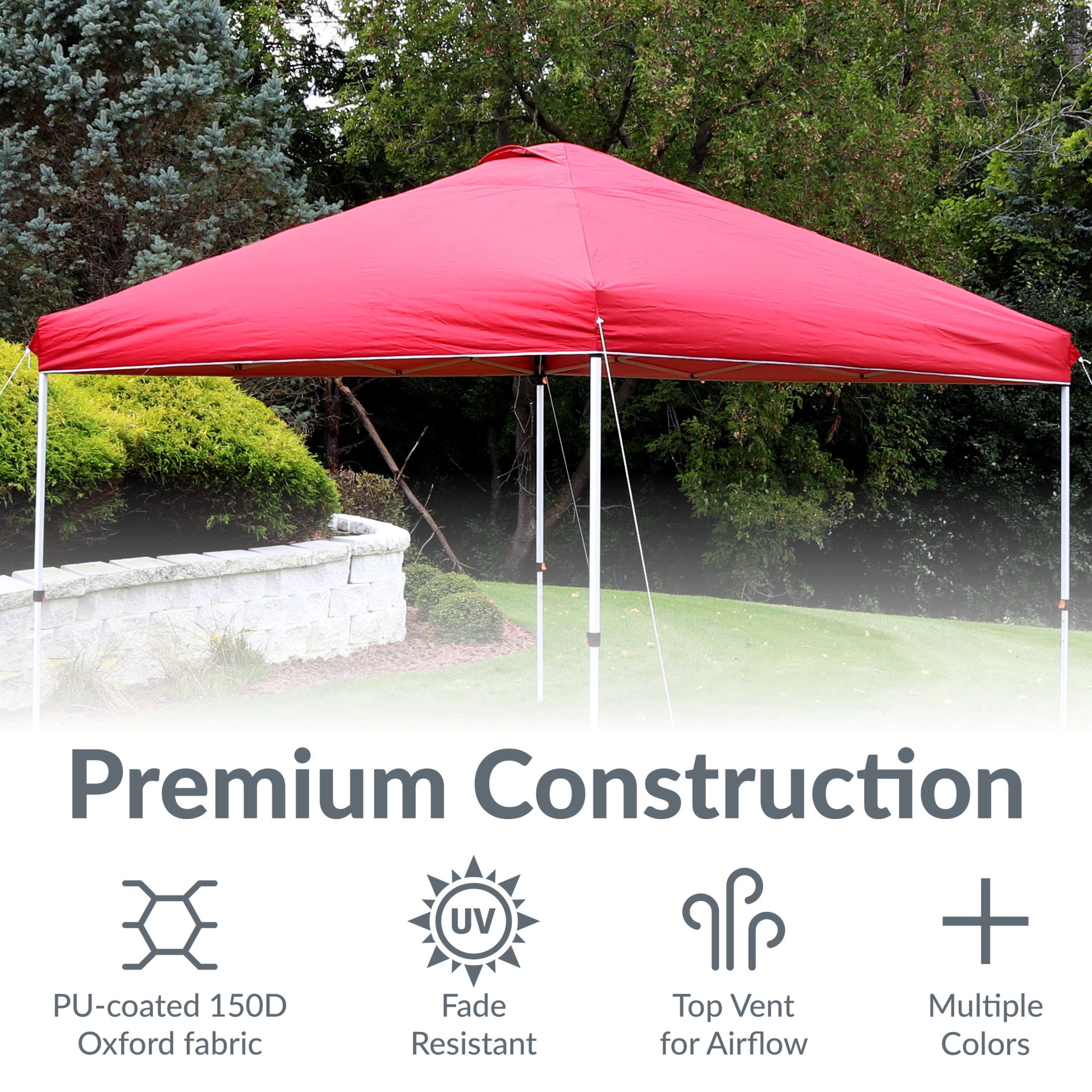 Sunnydaze 12' x 12' Red Solid Premium Pop-Up Canopy Shade with Vent - Image 8
