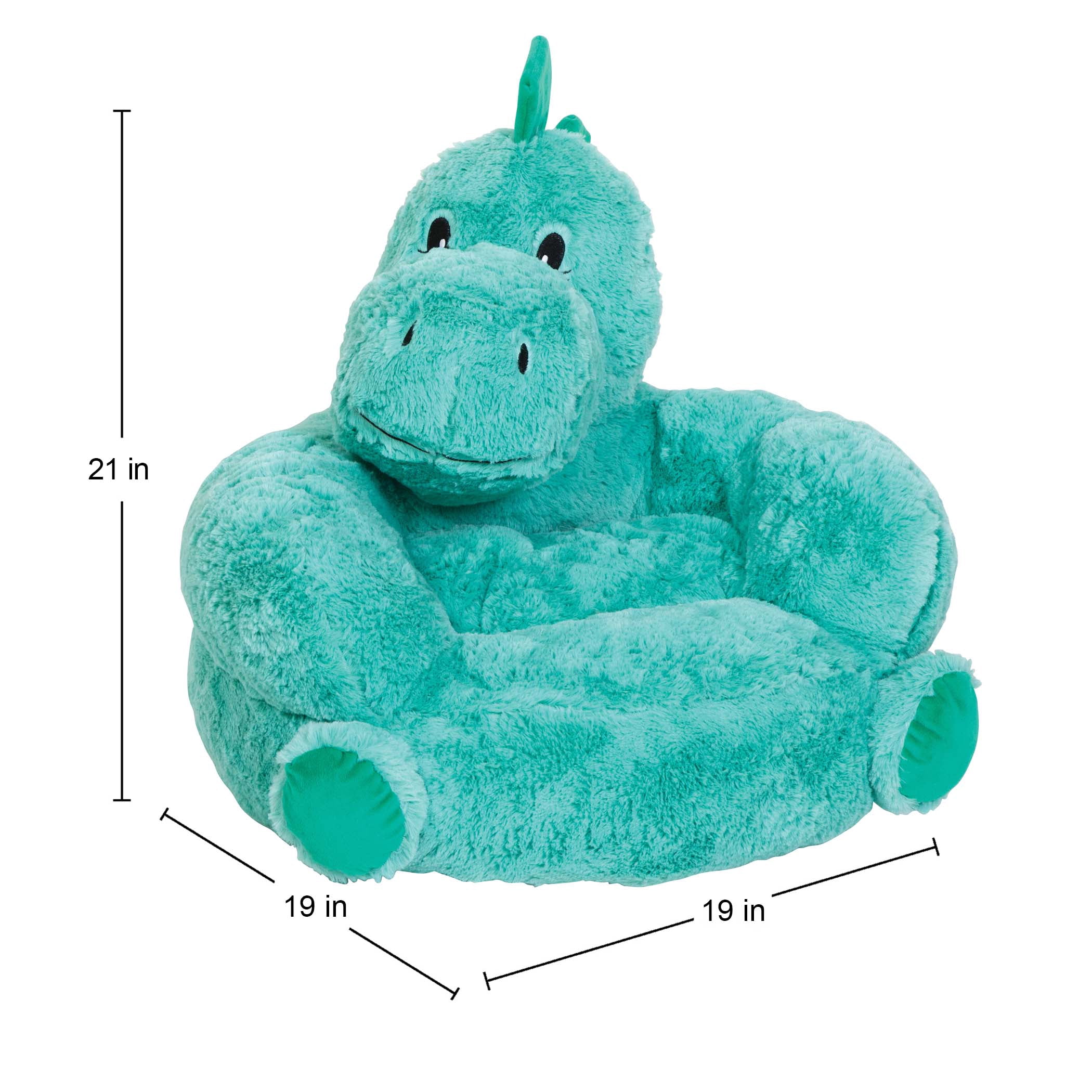 Trend Lab Toddler Plush Teal and Green Dinosaur Character Chair - Image 4