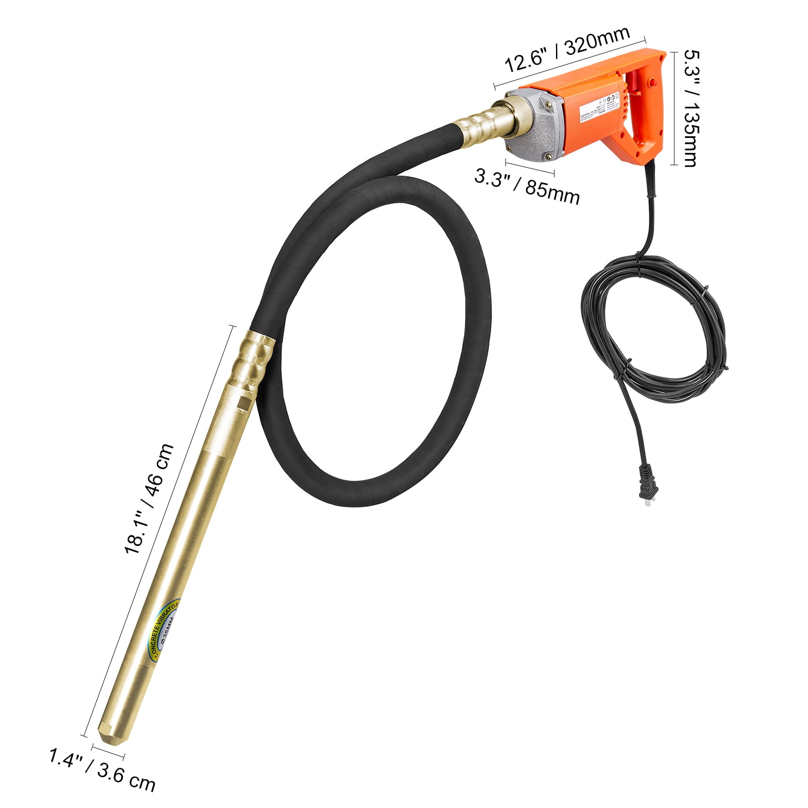 VEVOR Handheld Electric Concrete Vibrator 800W 6.6 feet Shaft Air Bubble Remover - Image 3