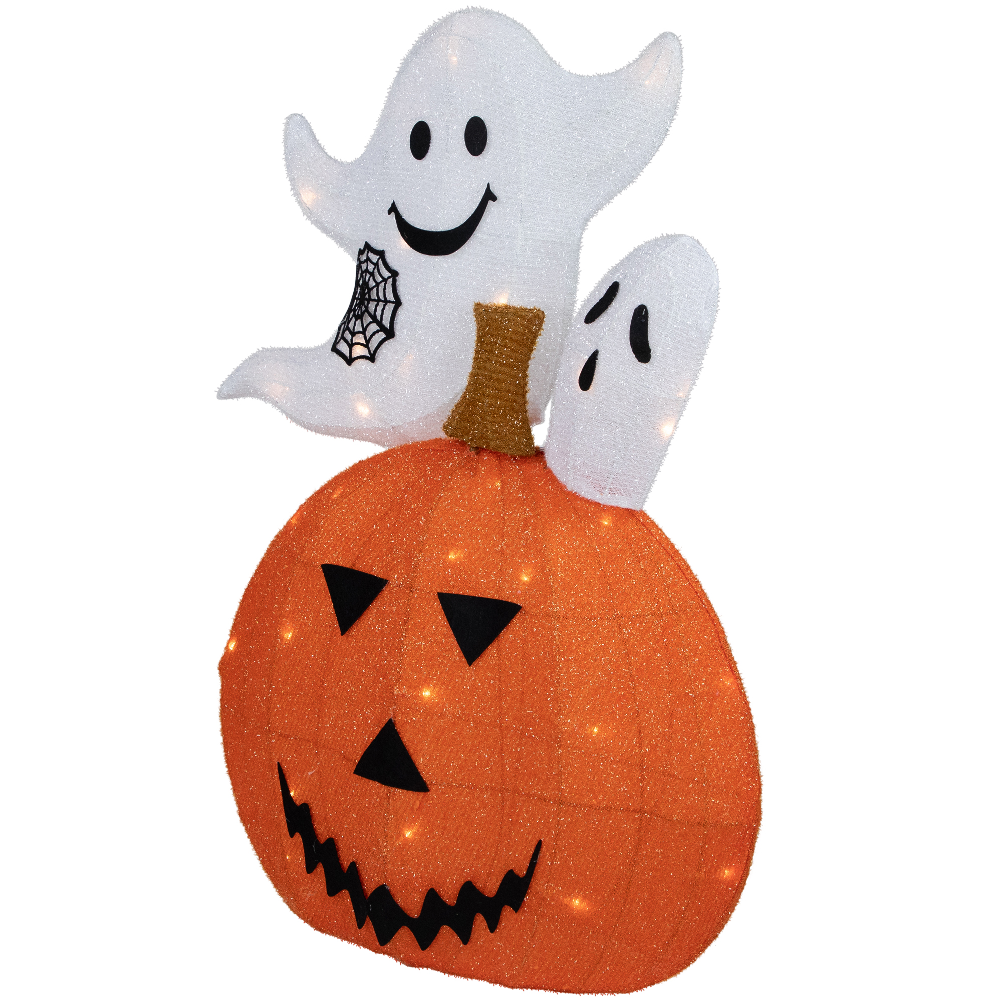 Northlight LED Lighted Jack-O-Lantern and Ghosts Halloween Decoration - 27.5" - Clear Lights - Image 3