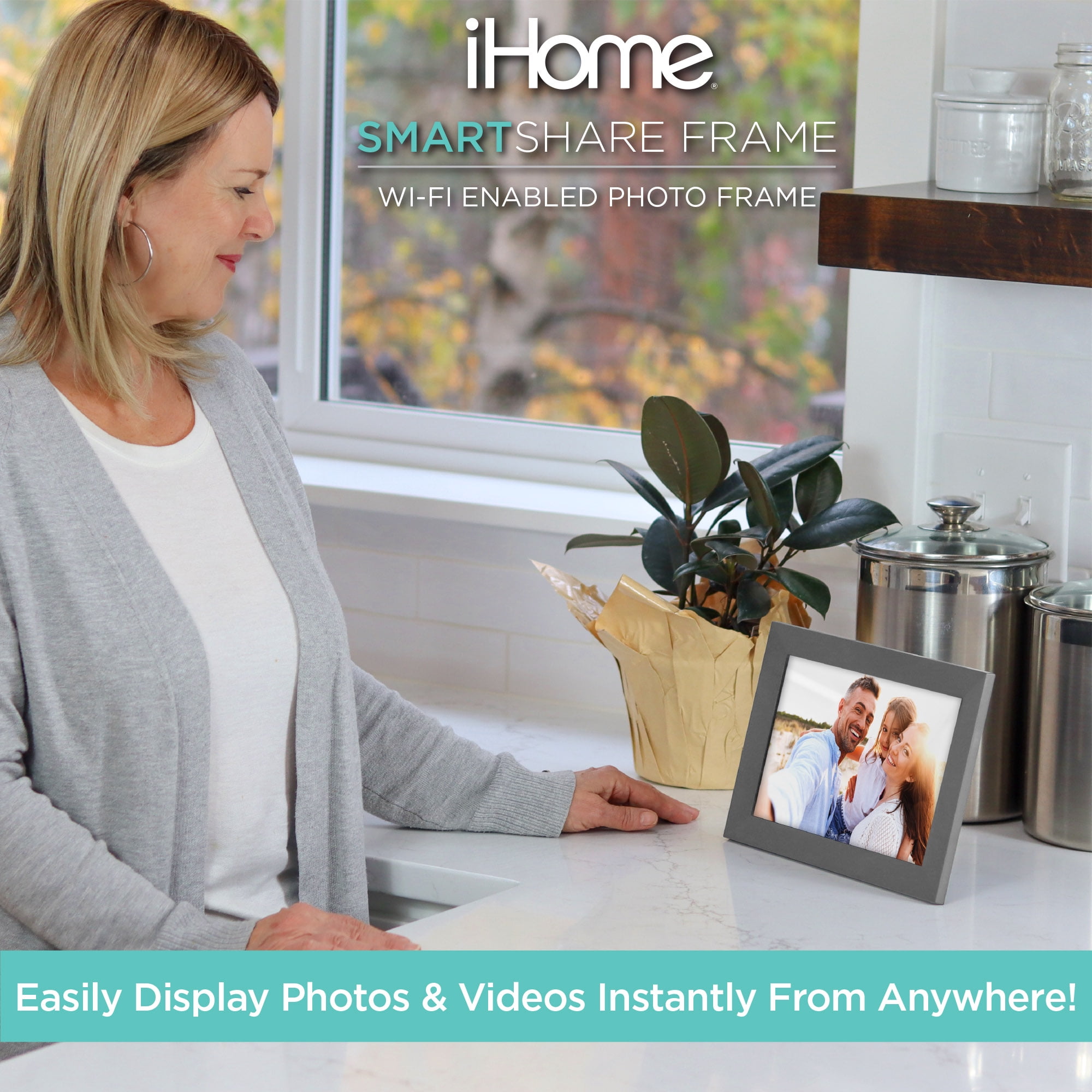 iHome 10" SmartShare Wi-Fi Digital Picture Frame With 16GB Memory, Gunmetal - Image 3