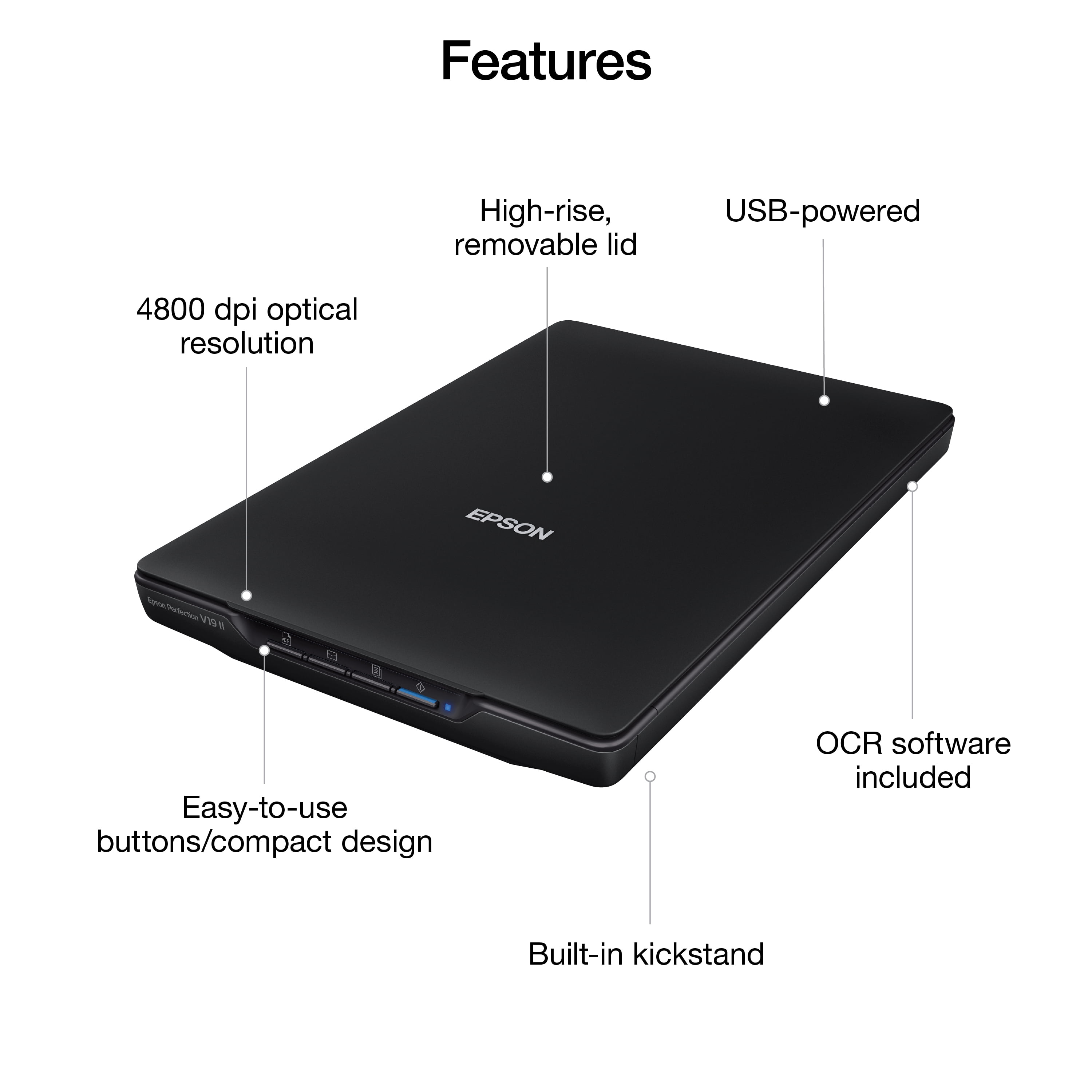 Epson Perfection V19 II Color Photo and Document Flatbed Scanner - Image 4