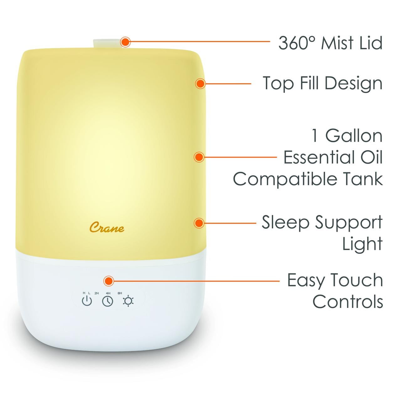 Top Fill Cool Mist Humidifier - 1 Gallon with Sleep Support Light & Essential Oil Tray - Image 6