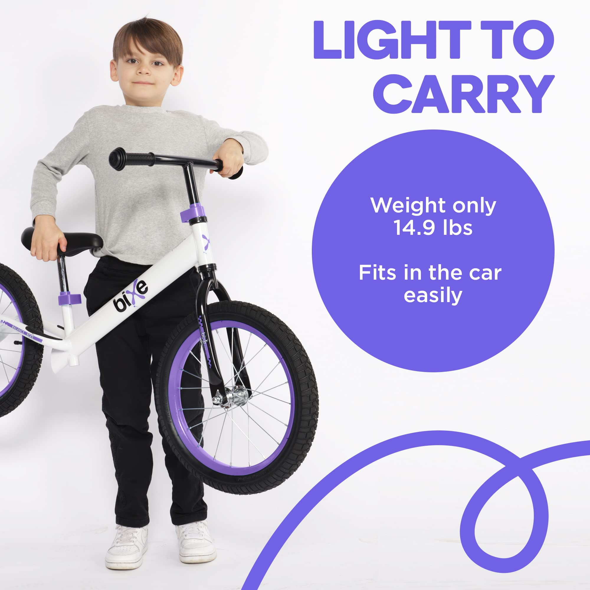 Bixe 16" Pro Balance Bike for for Big Kids 5 to 9 Years Old (Violet) - Image 4