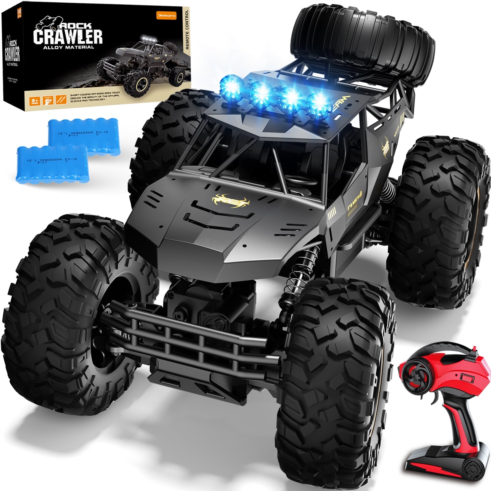 4DRC 1:12 Rc Car,off Road Truck Remote Control Car Metal Shell 2.4G 4WD Dual Motors, with 2 Batteries Black - Image 6