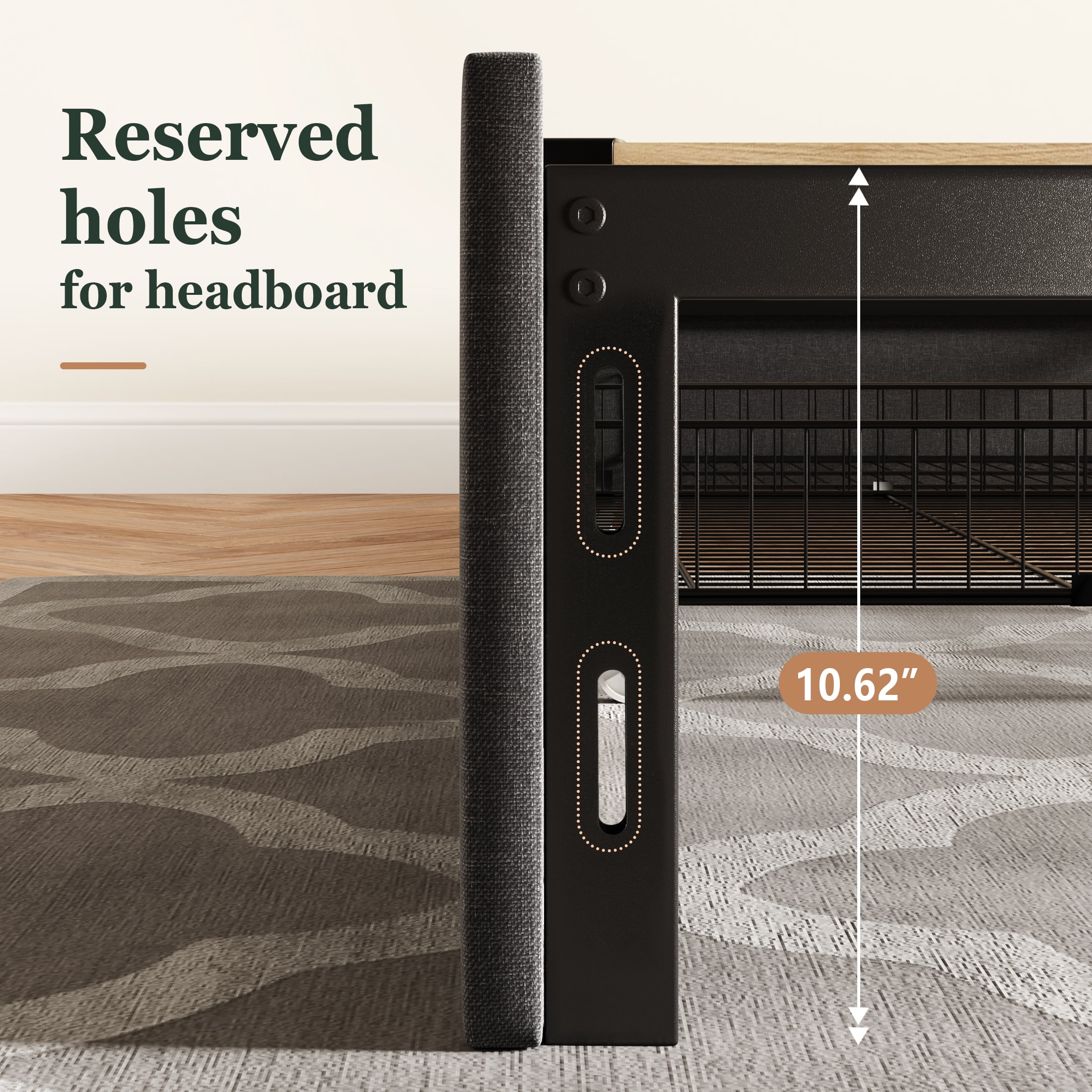 Amolife Queen Size Upholstered Platform Bed Frame with 3 Storage Drawers, Dark Grey - Image 4