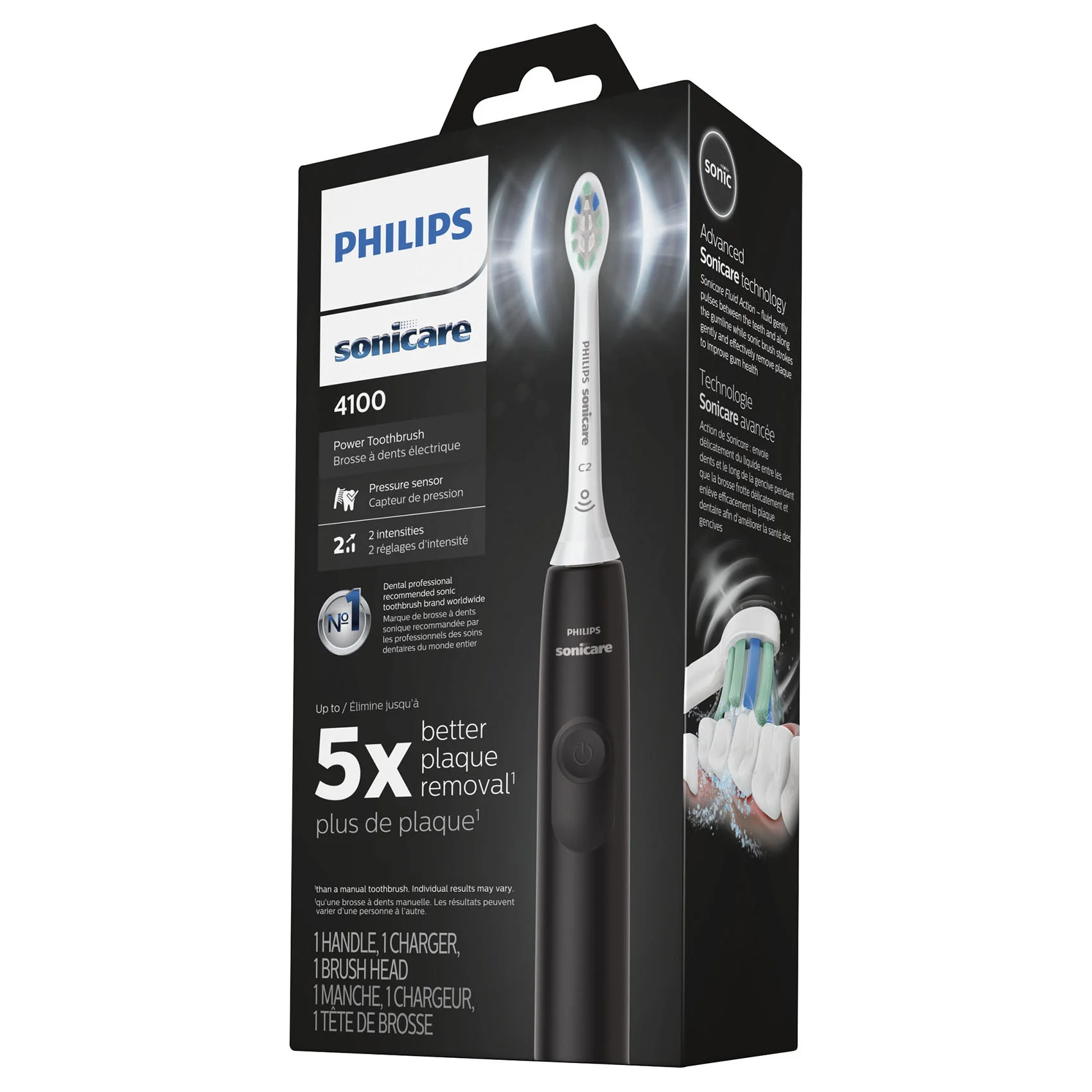 Philips Sonicare 4100 Power Toothbrush, Rechargeable Electric Toothbrush with Pressure Sensor, Black (HX3681/24) - Image 4