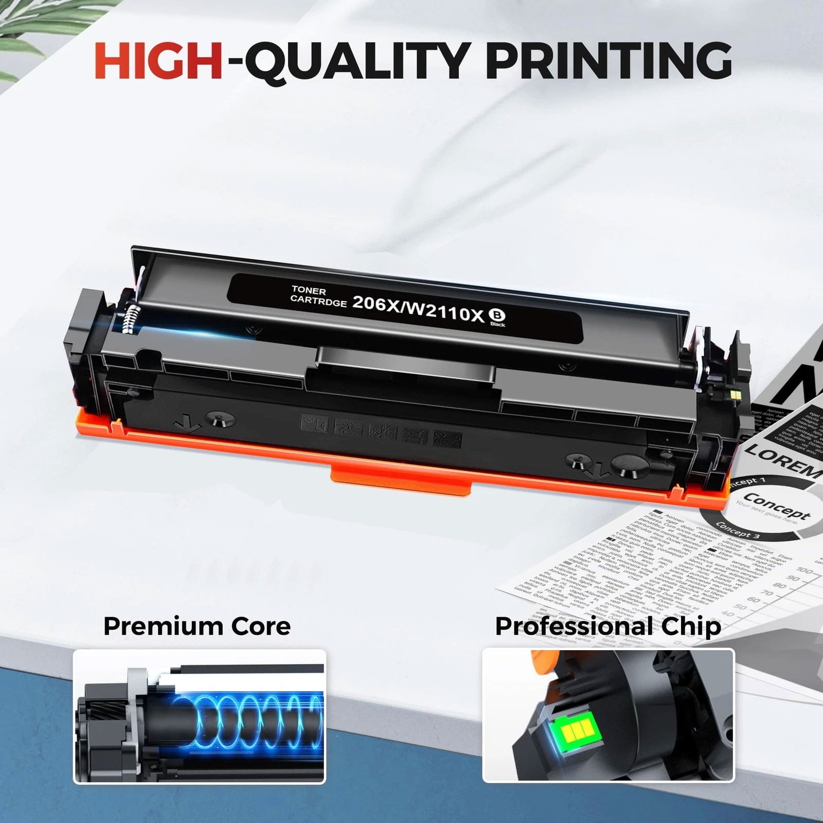 206A Toner Cartridges Compatible for HP 206X High Yield Toner for Laserjet Pro M255dw M283cdw M283fdw M255nw MFP M282nw M283fdn M252 Printer No Chip (Black Cyan Magenta Yellow,4 Pack) - Image 4