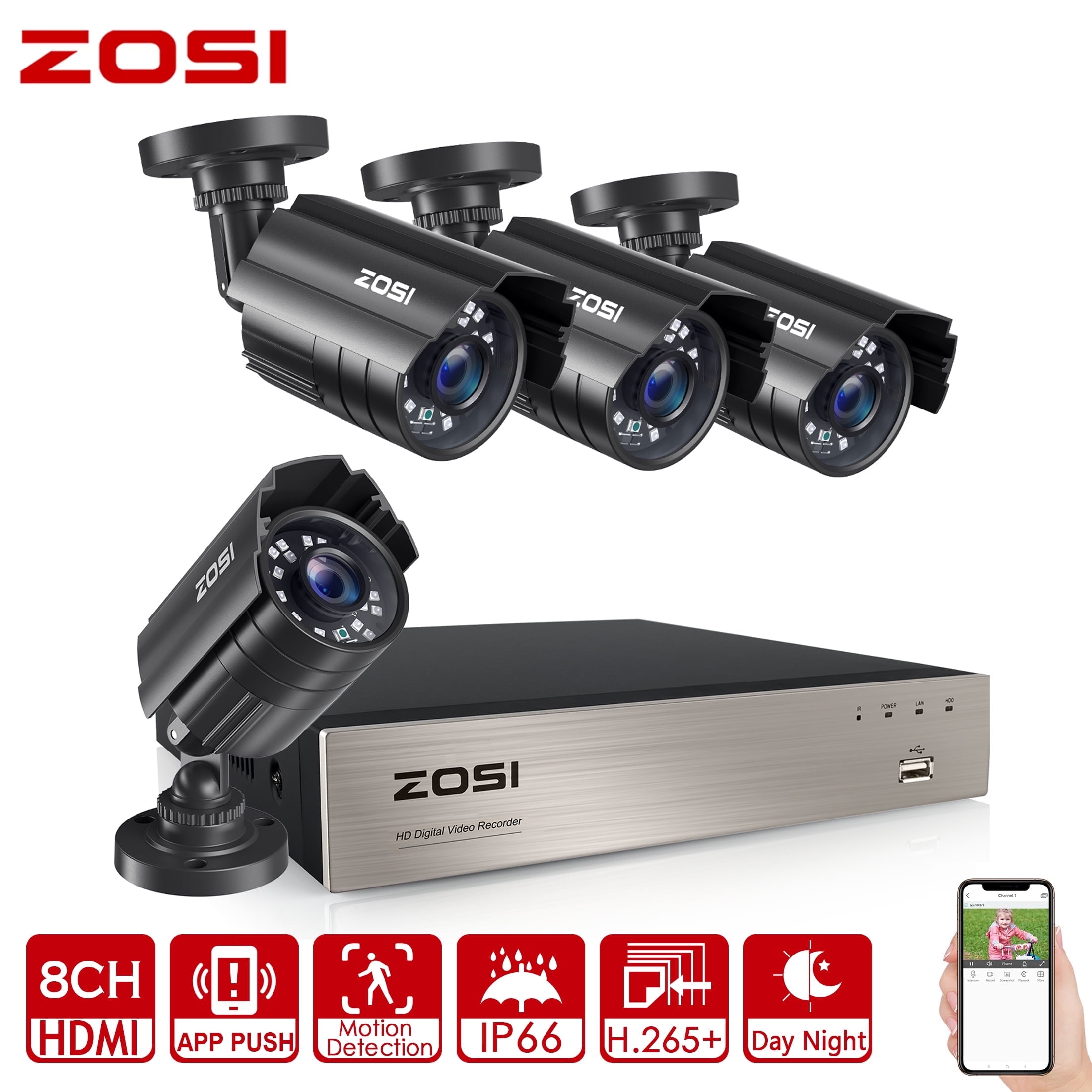 ZOSI 3K Lite H.265+ Home Security Camera System,5MP Lite 8 Channel Surveillance DVR and 4 x 1080p Weatherproof CCTV Dome Camera Outdoor Indoor with 80ft Night Vision, Motion Alerts, NO Hard Drive - Image 11