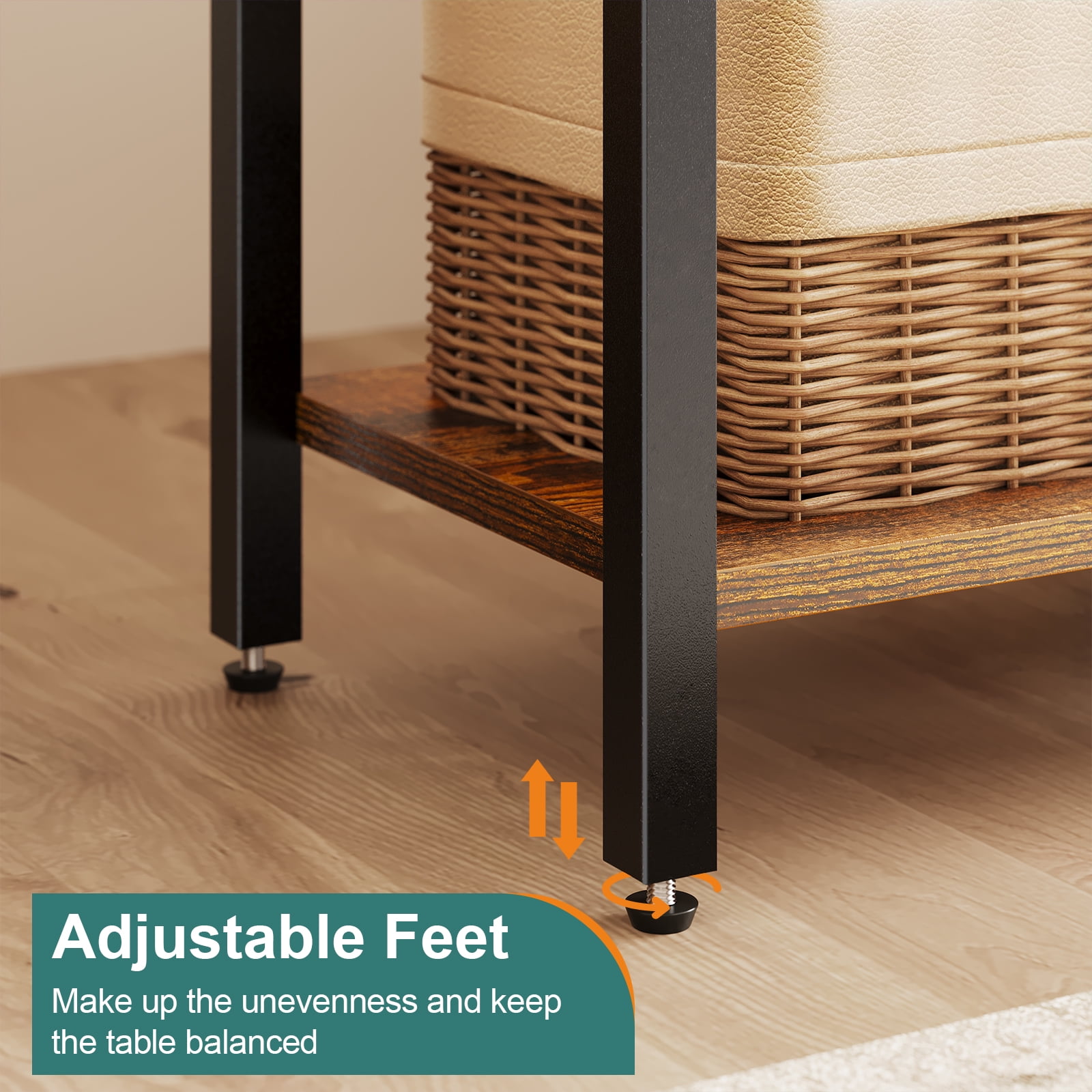 Yoobure Nightstand with Charging Station, Side Table with Large Drawer and Storage Shelf, Rustic Bedside Tables with USB Ports & Outlets for Bedroom,Living Room - Image 6