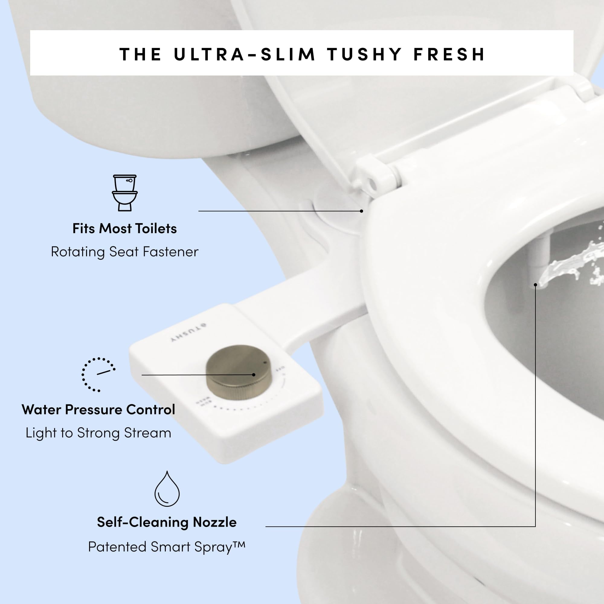 TUSHY Fresh Ultra Slim Toilet Seat Bidet Attachment, Self-Cleaning, One Size, Easy Installation, Silver - Image 8