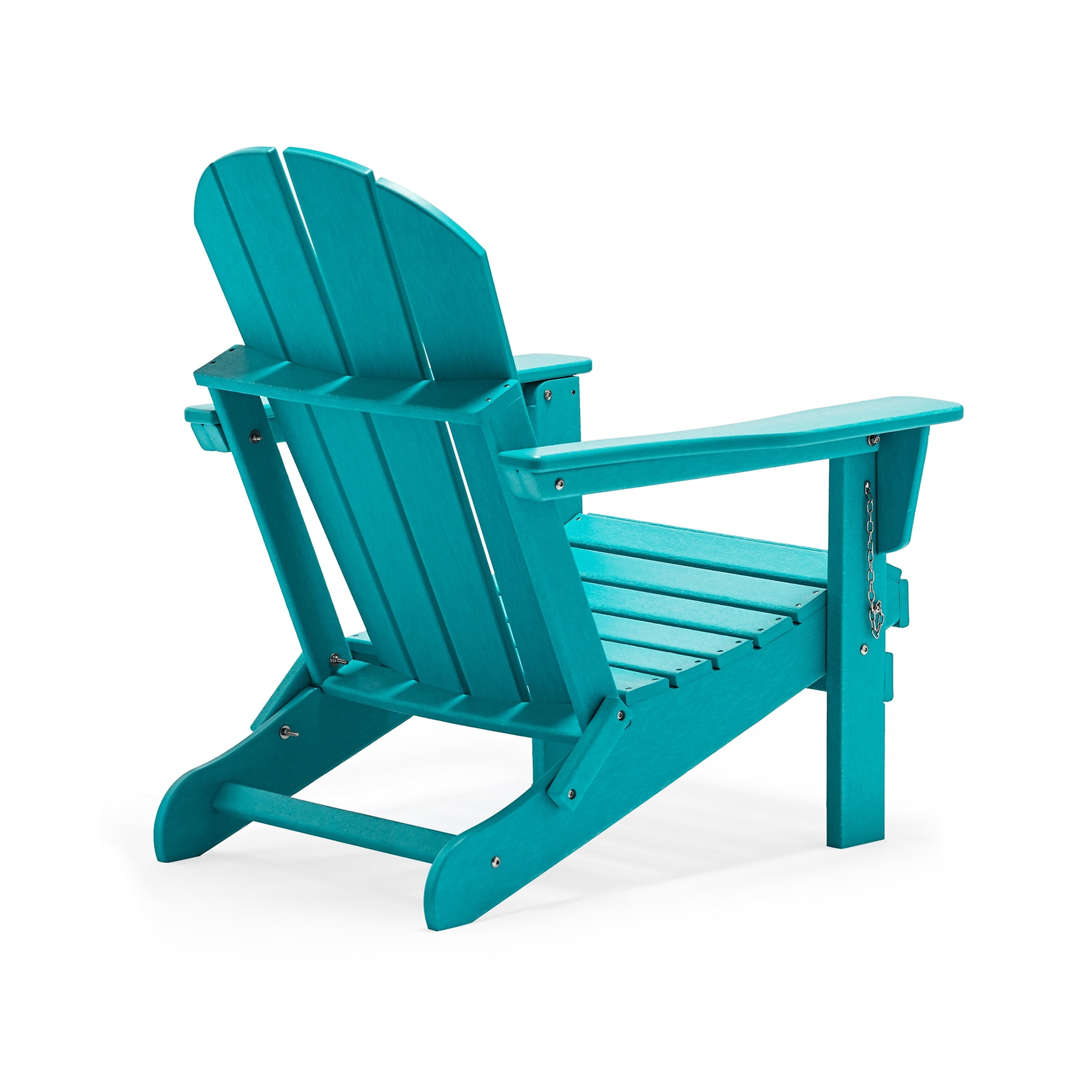 Polytrends Laguna Hdpe All Weather Outdoor Patio Foldable Adirondack Chairs With Side Table (3-Piece Set) Turquoise - Image 7