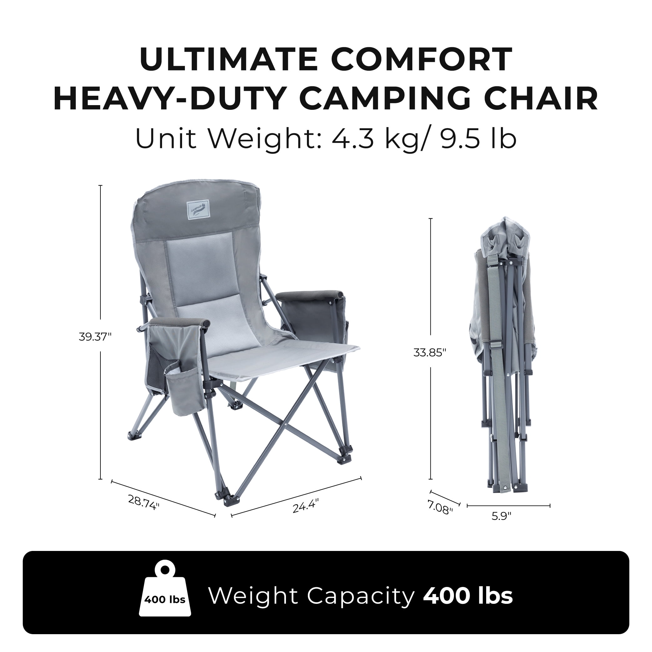 Camphor Designs Heavy Duty Portable Folding Camping Chair for Adults - Image 3