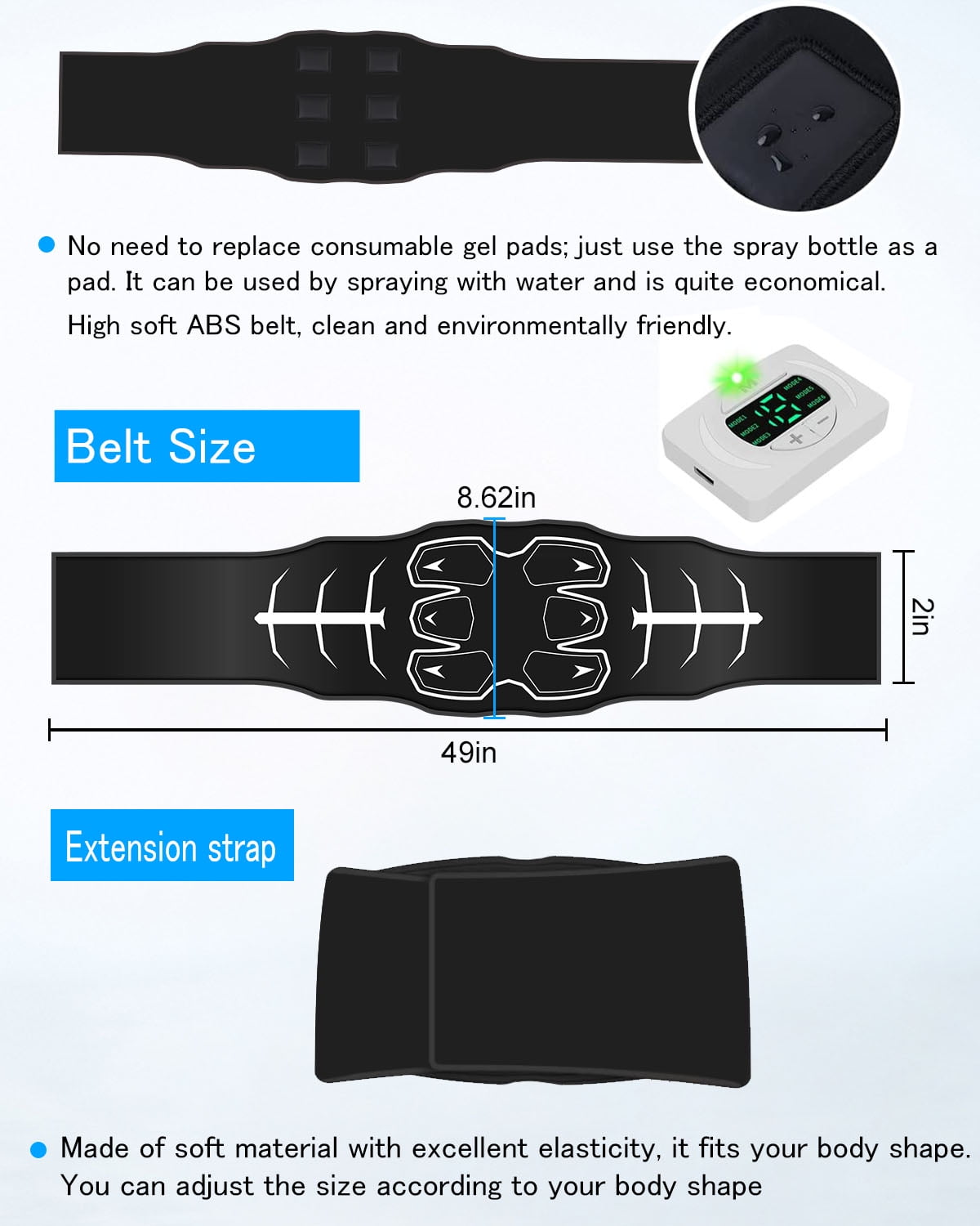 Abs Muscle Belt, Washable Cloth Training Waist Trimmer, Fitness Abdominal Muscle Toning Belt for Men & Women, Home Office - Image 6