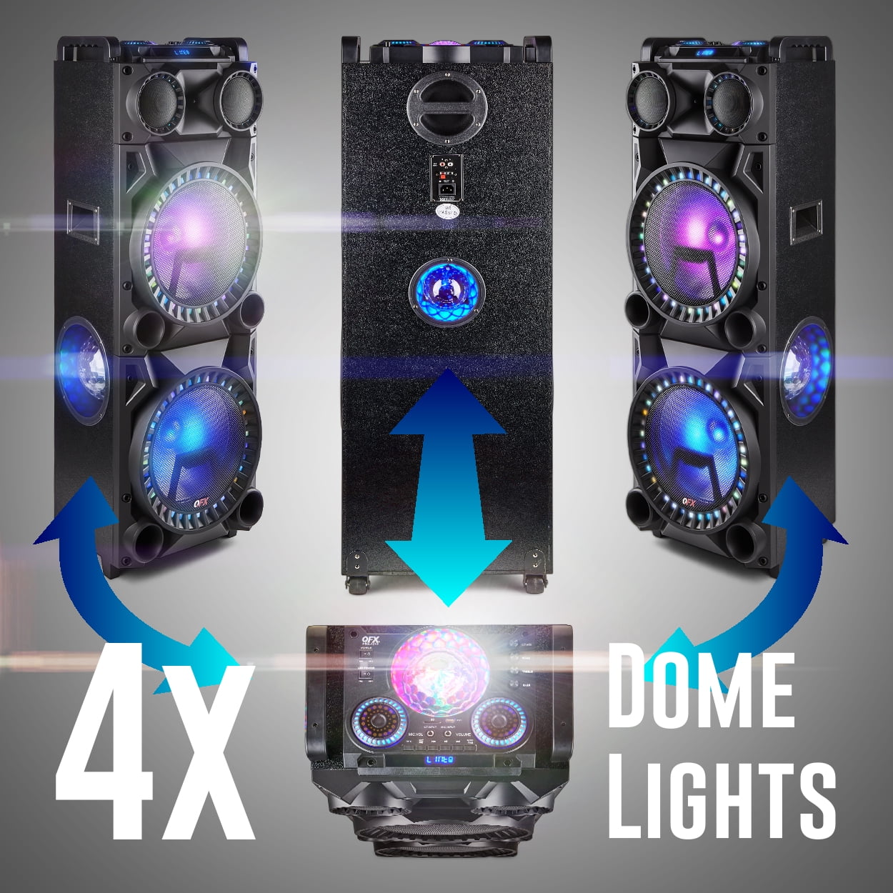 QFX PBX-1215 DUAL 12” BLUETOOTH RECHARGEABLE SPEAKER WITH LED PARTY LIGHTS, INCLUDES REMOTE CONTROL - Image 12