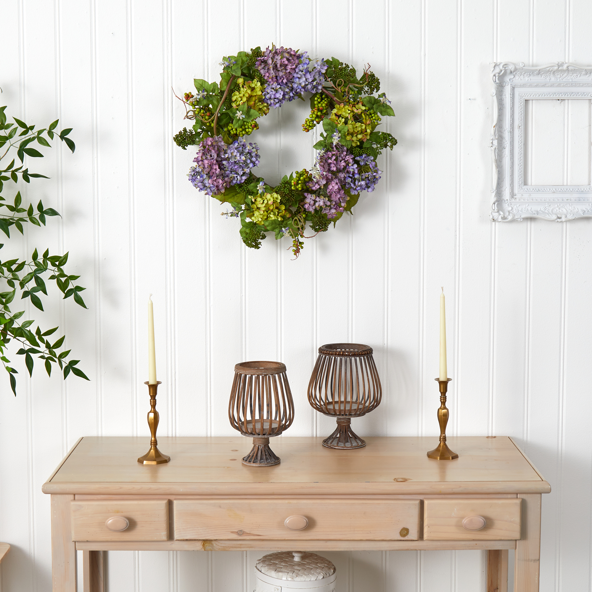 Nearly Natural 24" Hydrangea Wreath - Image 3