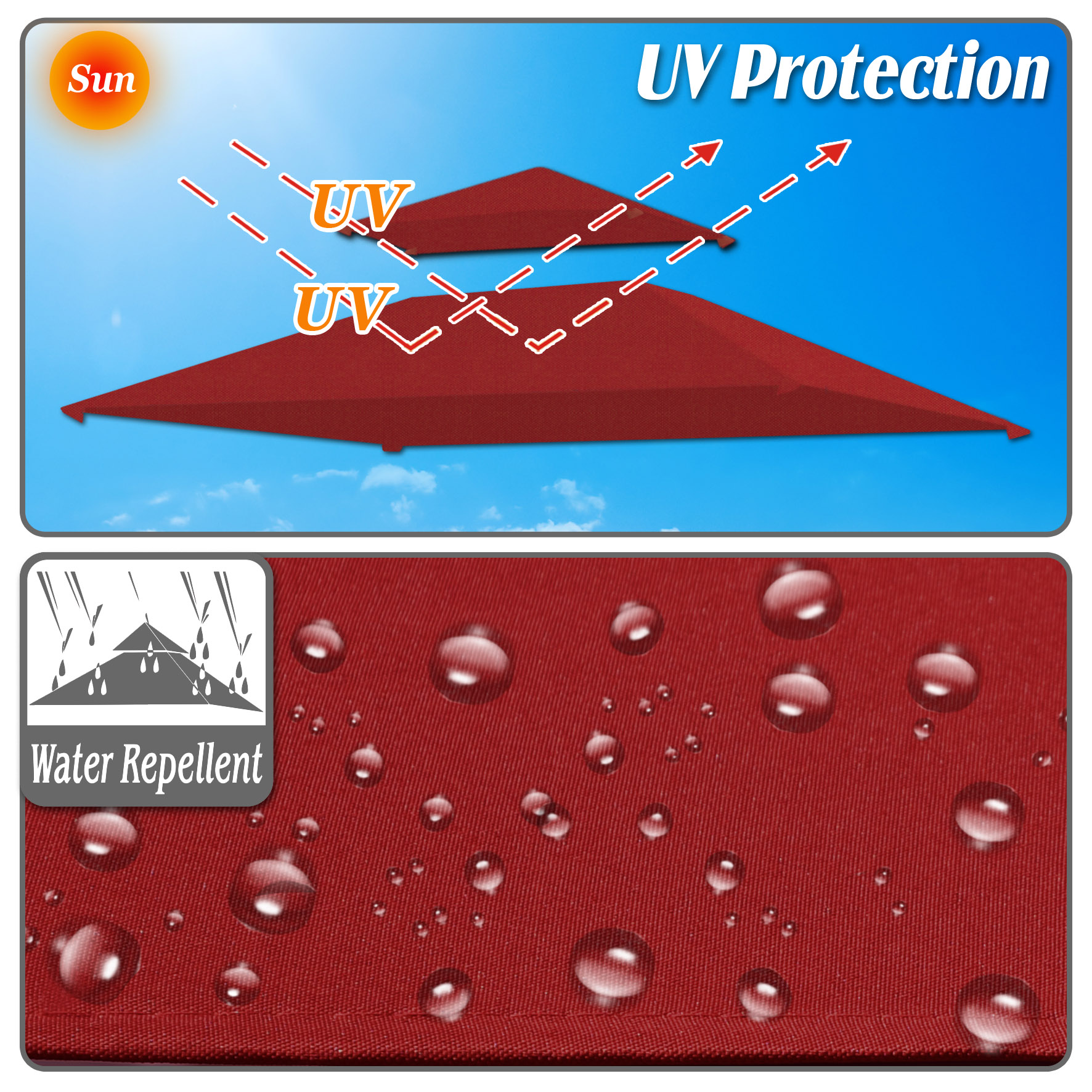 SUNNY Tiered Replacement Canopy ONLY for 8x5Ft Barbecue Gazebo, Outdoor Grill Shelter Replacement Canopy Top (Burgundy) - Image 7