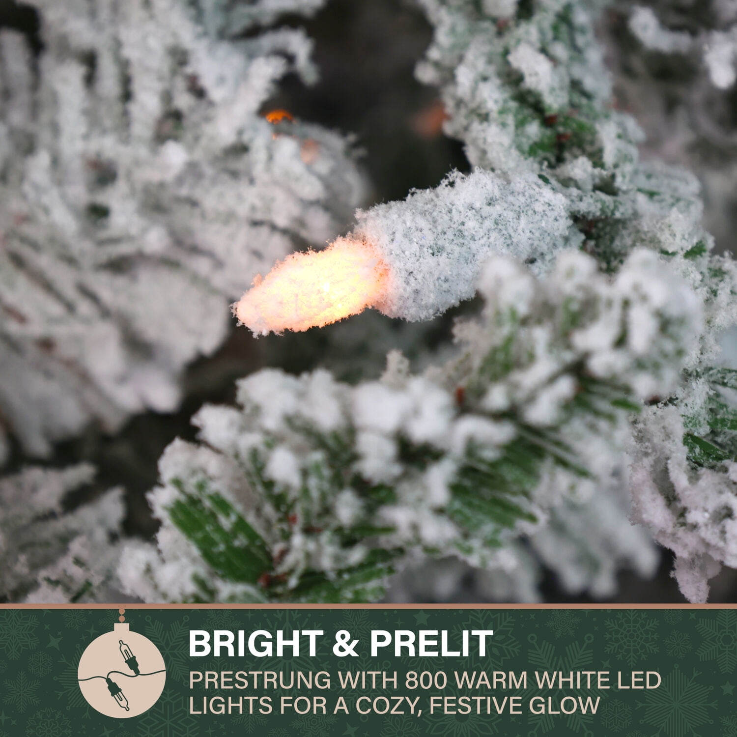 Fraser Hill Farm 9-Ft Flocked Mountain Pine Artificial Christmas Tree with Warm White LED Lights, FFMP090-5SN - Image 5