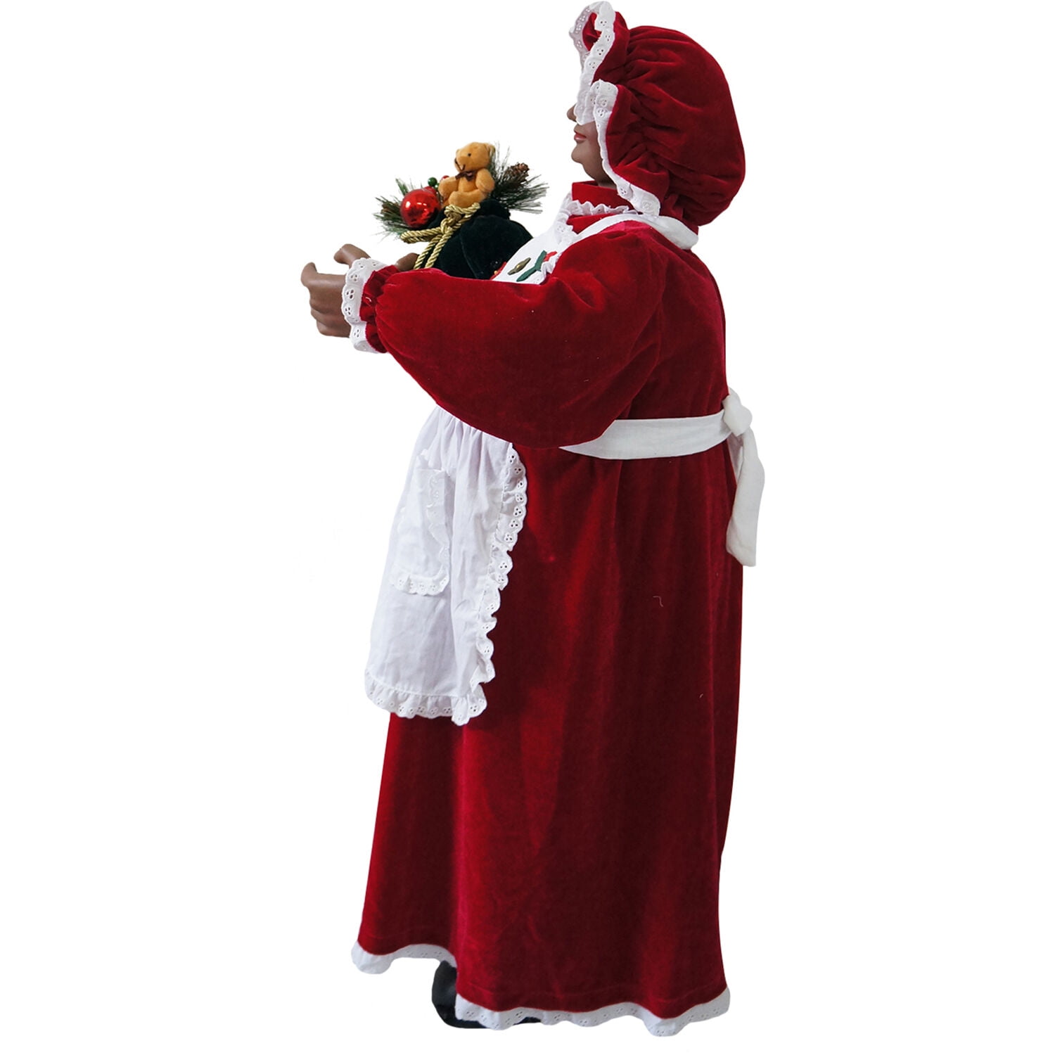 Fraser Hill Farm 3-Ft. African American Mrs. Claus Animatronic with Apron and Gift Sack, FMC036-1RD1-AA - Image 10