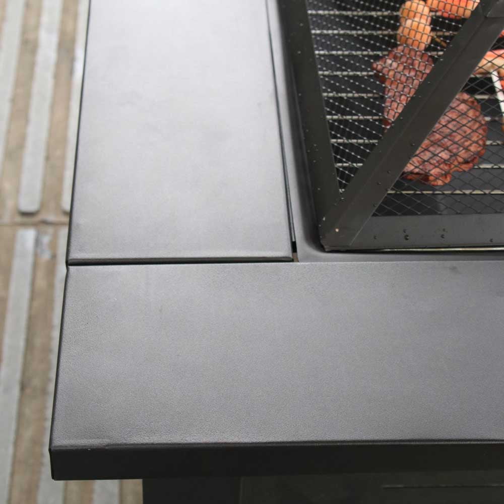 2 in 1 Smokeless Fire Pit Table for Outdoor Patio, Square Steel Heater with Removable Lid, Grill Over Stove, Multifunctional Firepit Table for Garden, Deck, Balcony, Backyard - Image 6