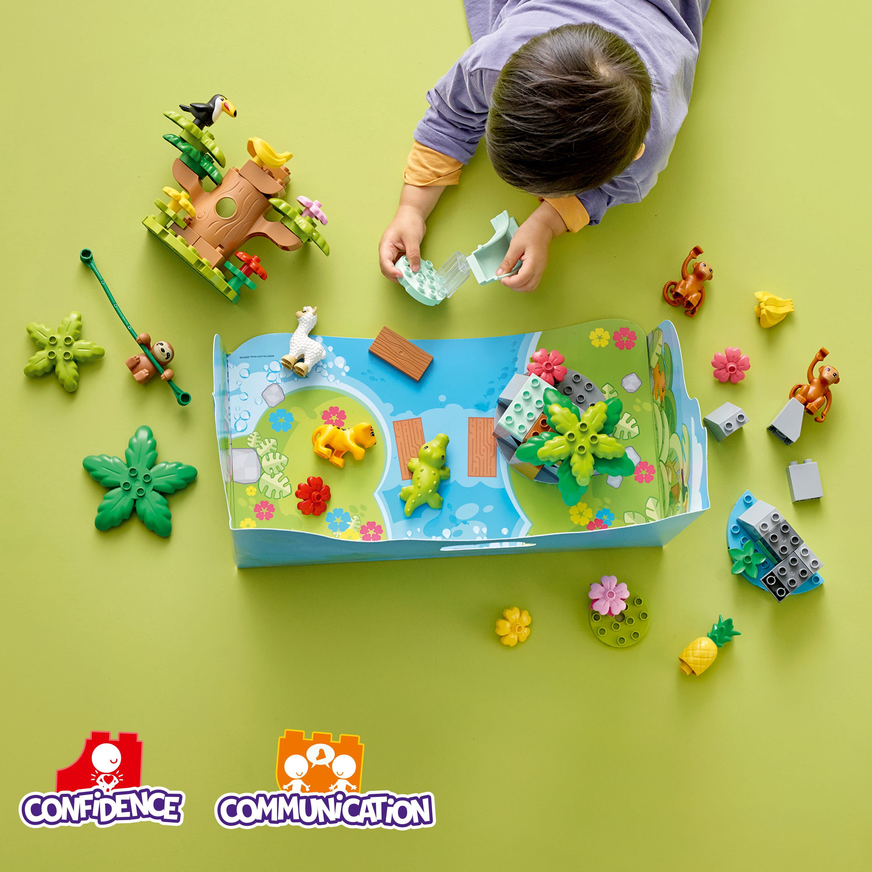 LEGO DUPLO Wild Animals of South America 10973 Educational Set - Featuring 7 Toy Animal Figures and Jungle Playmat, Early Learning and Motor Skill Toys for Toddlers, Girls, Boys, and Kids Ages 2+ - Image 3