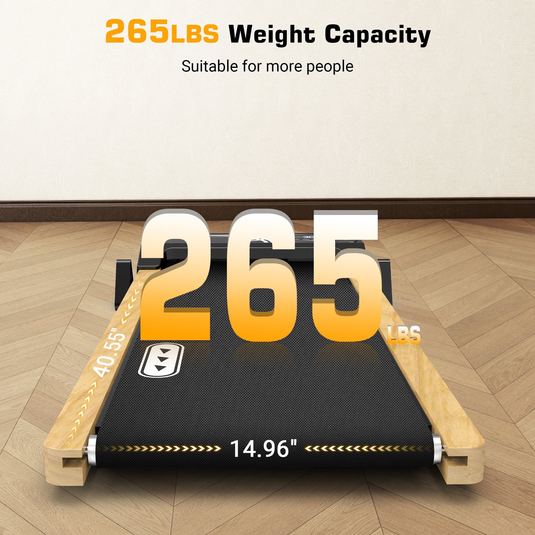 Wood Walking Pad with Incline Under Desk Treadmill for Home Use with Remote 265LBS 2.25HP - Image 6