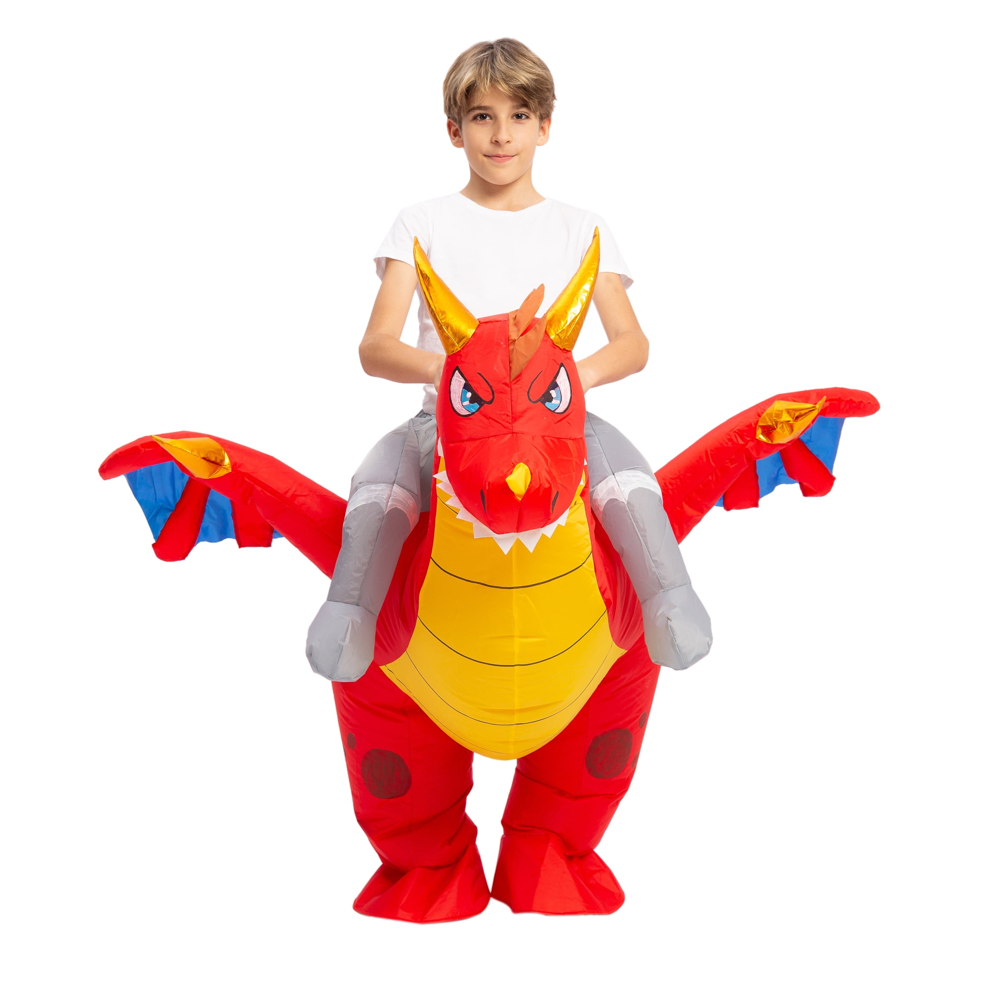 Spooktacular Creations Red Fire Dragon Ride-On Inflatable Child Halloween Costume, Medium - Image 5