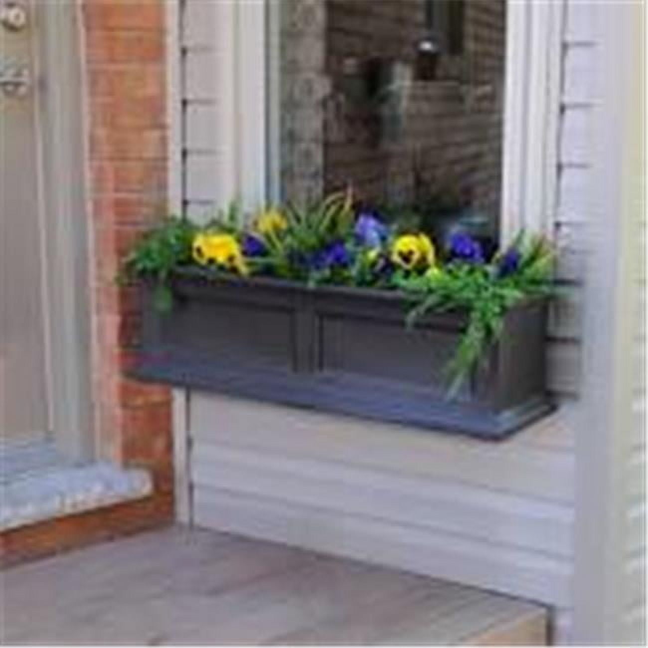 Mayne Fairfield 36" x 11" x 11" Rectangular Espresso Self Watering Plastic Window Box Planter - Image 6