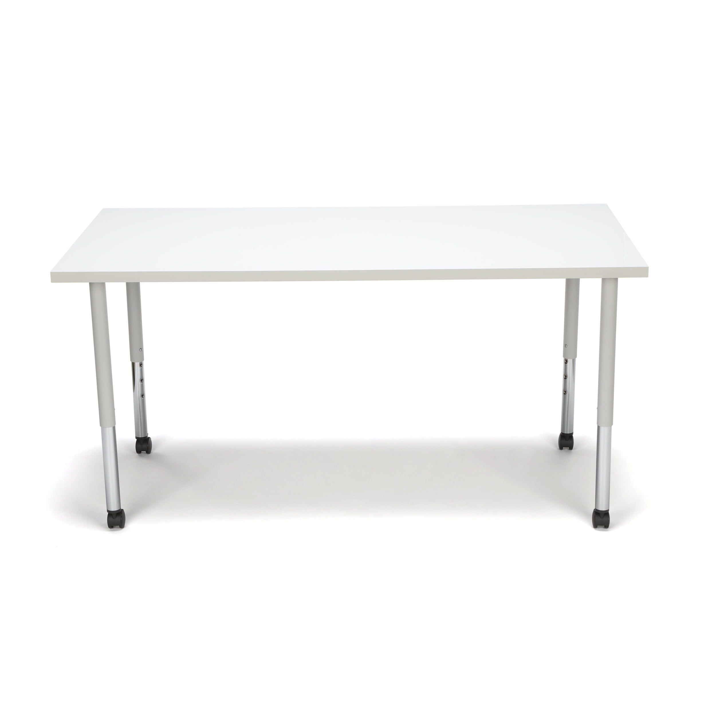 OFM Adapt Series Rectangle Student Table - 25-33″ Height Adjustable Desk with Casters, White (RECT-LLC) - Image 4