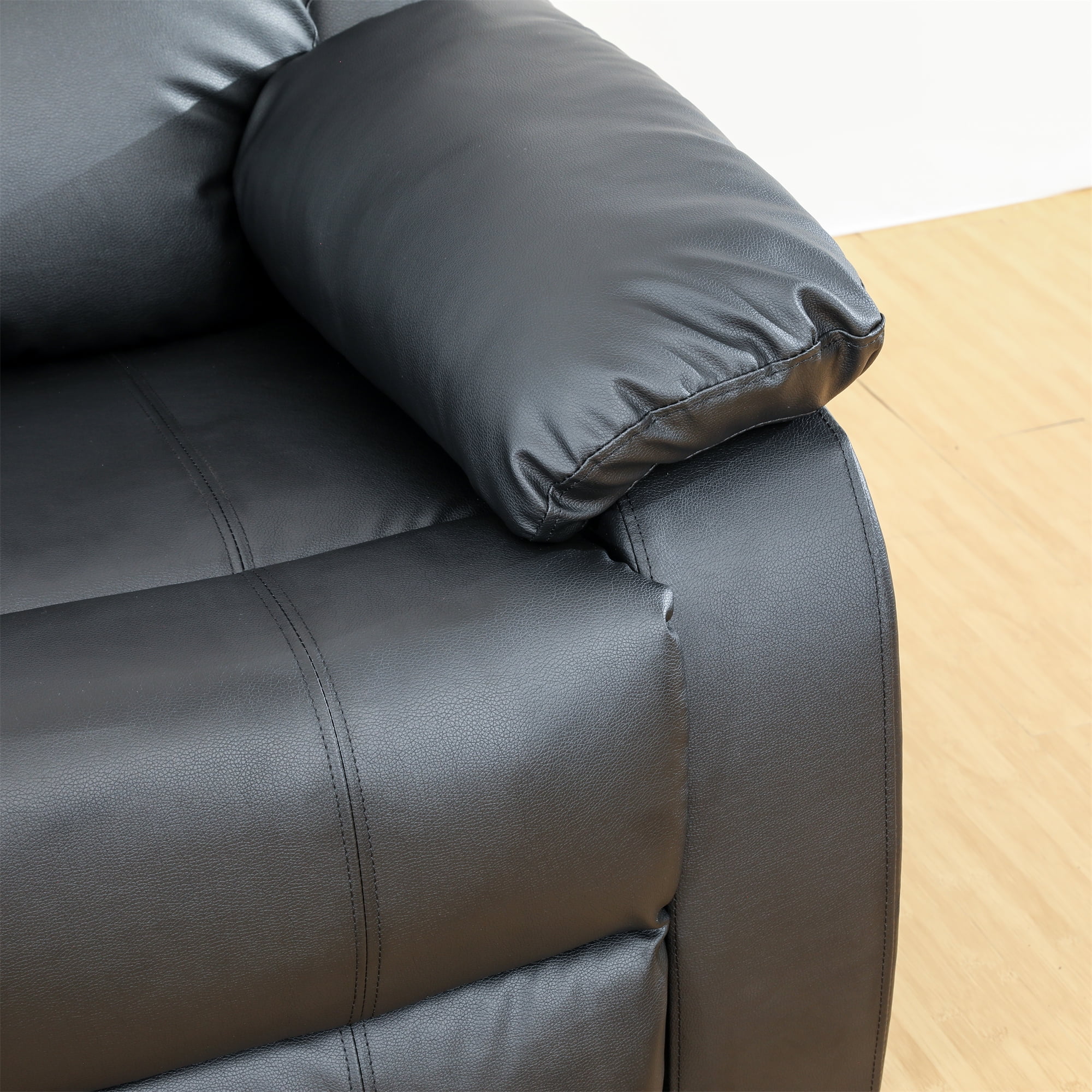 Aukfa Double Manual Recliner Chair, Overstuffed Loveseat with Cupholder for Living Room, Black - Image 16