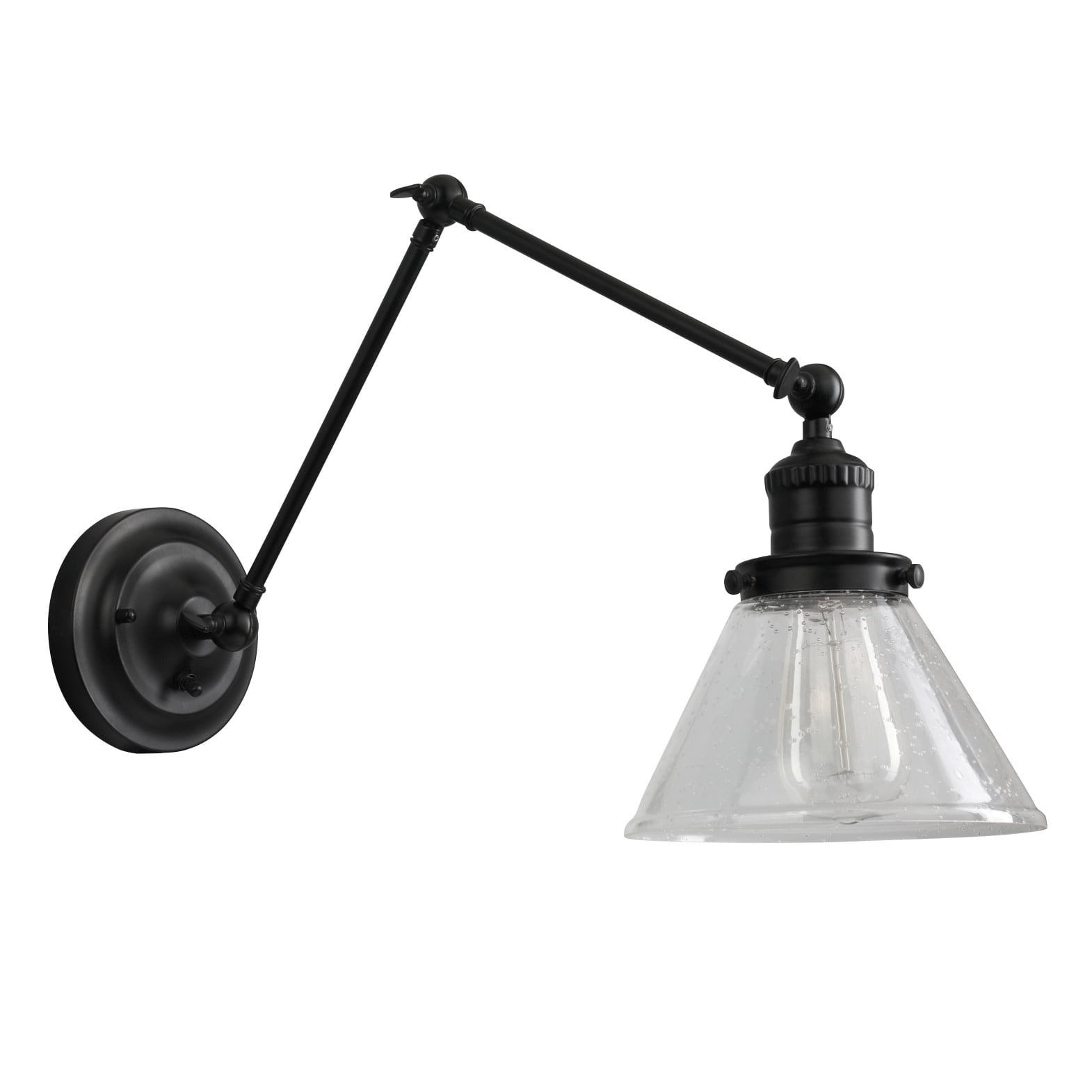 Augustin Black 3-Point Adjustable Arm Wall Sconce With Seeded Glass Shade - Image 6
