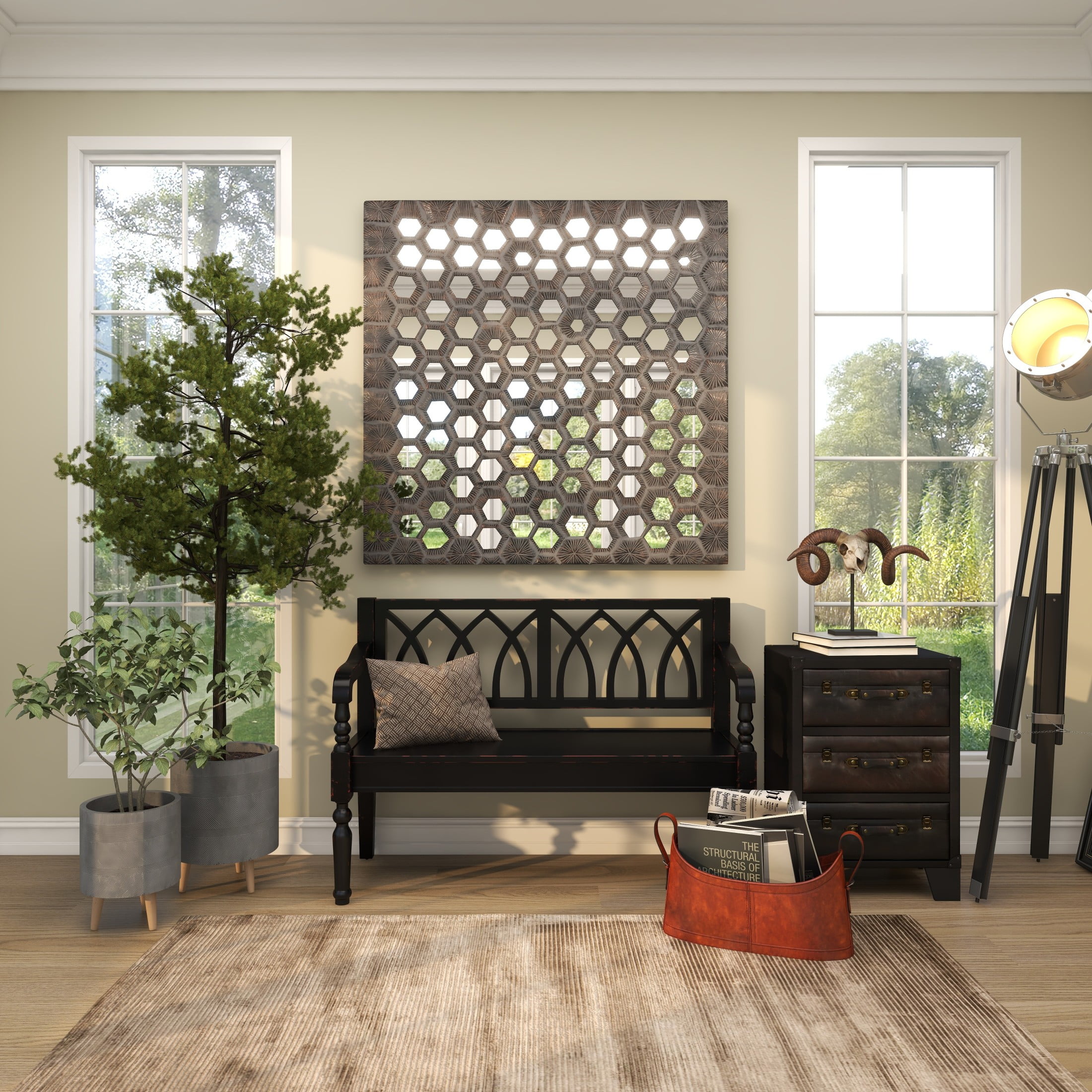 DecMode 12" Brown Leather Handmade Curved Box Style Single Slot Magazine Holder with Buckle Handles - Image 8