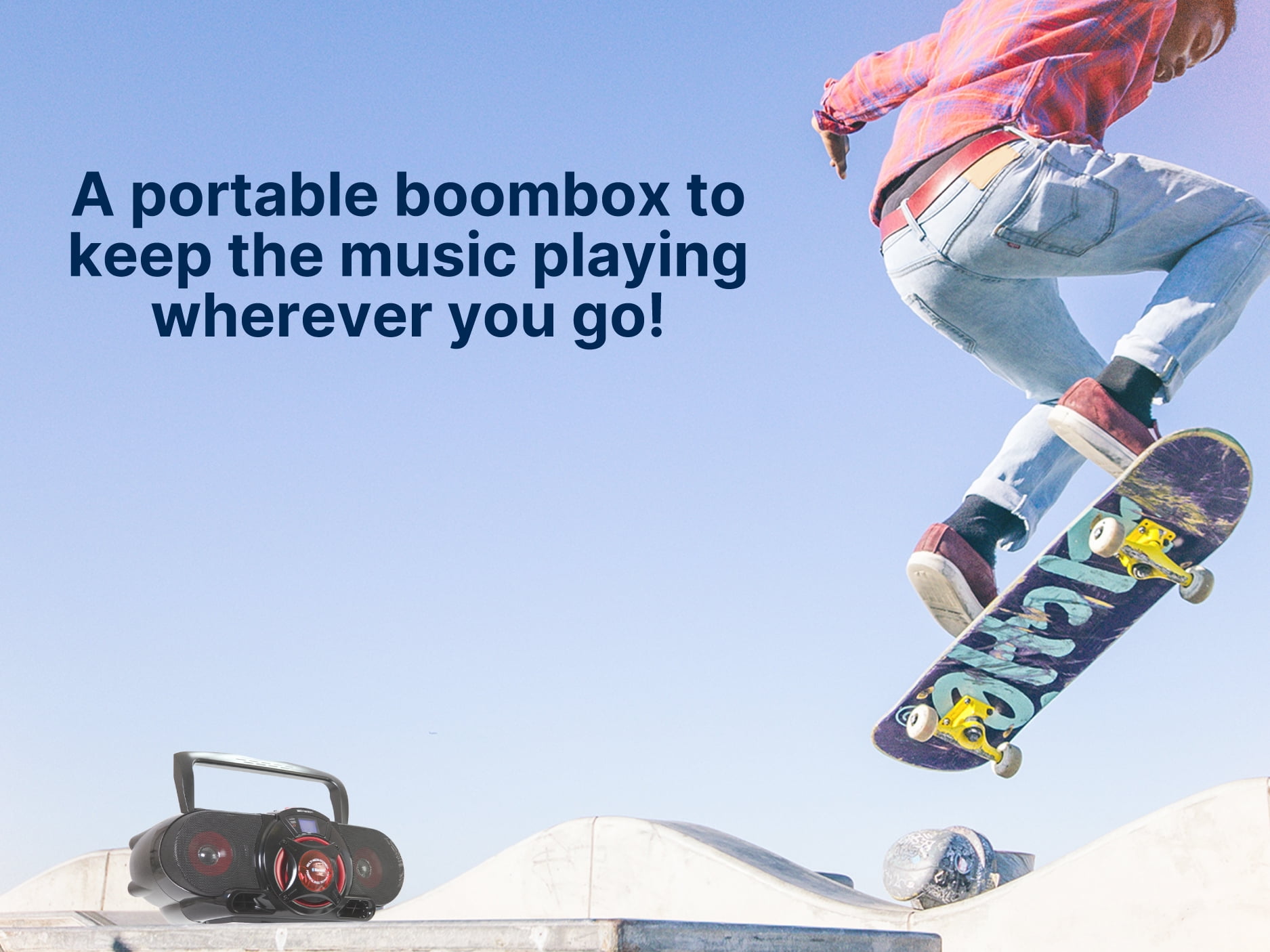 Emerson EPB-3002 Portable Bluetooth, MP3/CD AM/FM Stereo Radio Cassette Player/Recorder with Subwoofer and USB Input Boombox, Black - Image 6