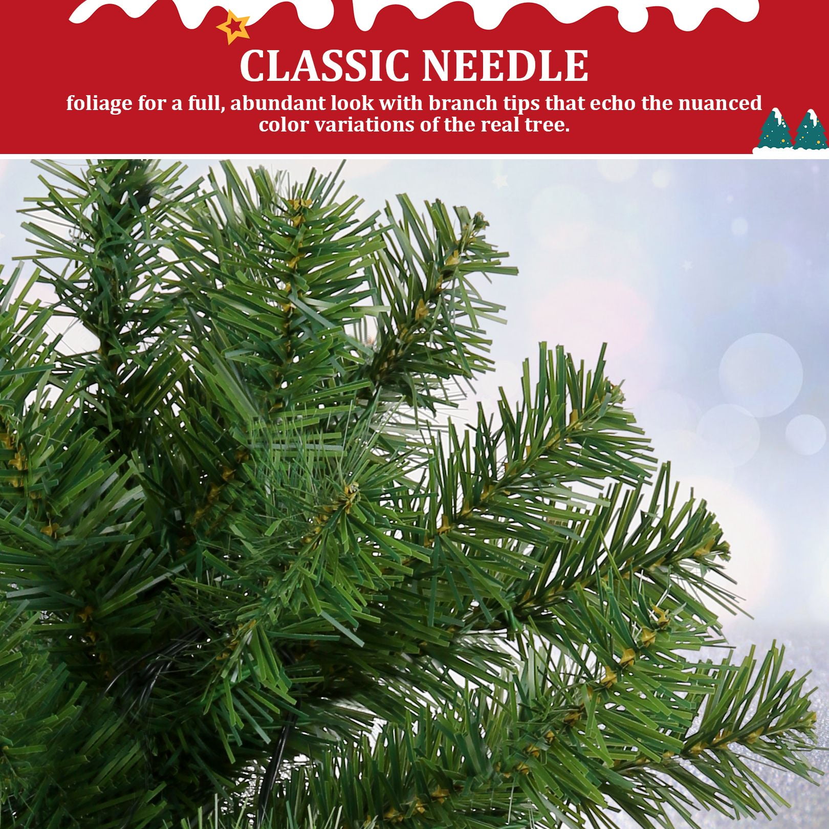 Funcid 6ft Premium Hinged Artificial Christmas Tree Full Tree with 1477 PVC Branch Tips, Foldable Metal Stand, Green - Image 4