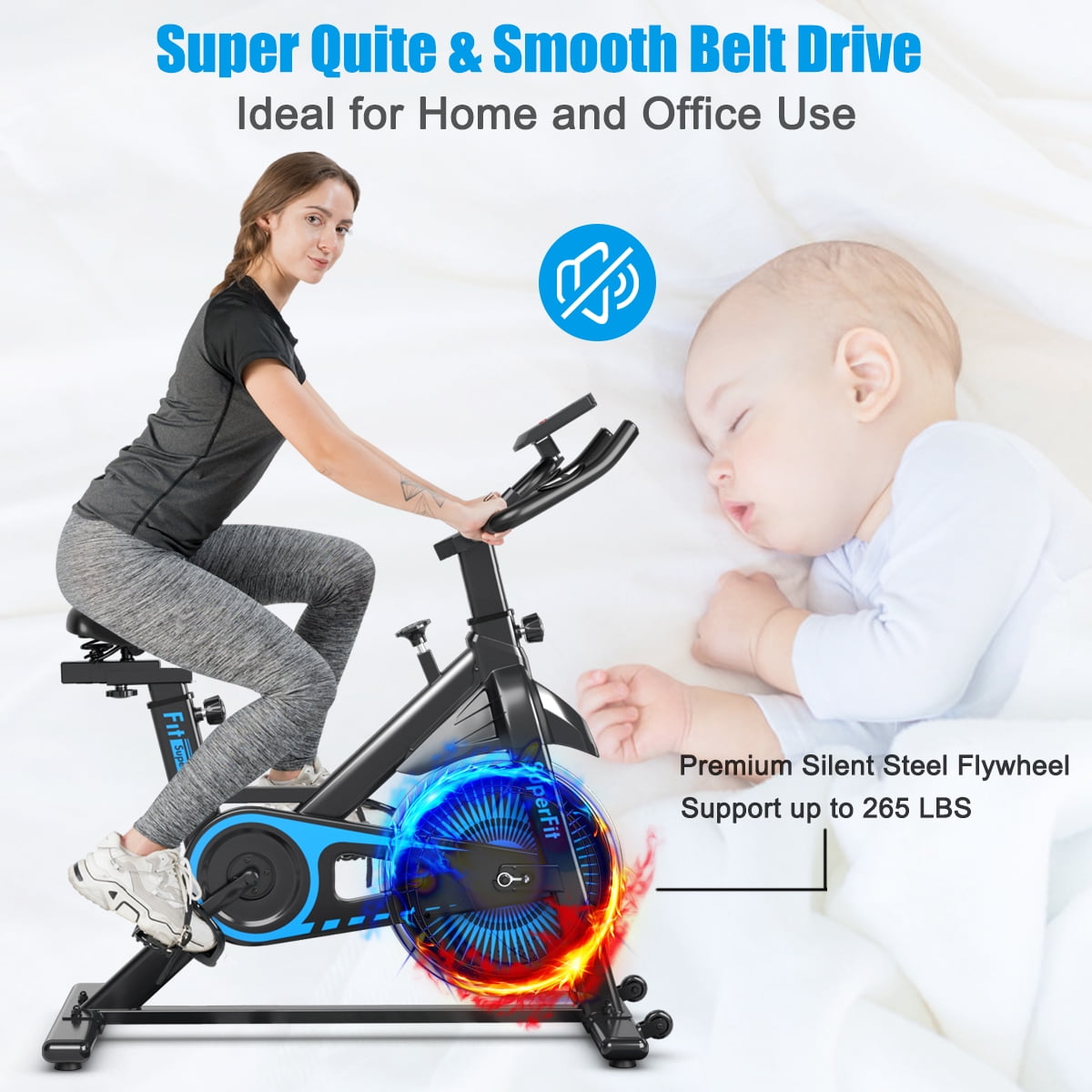SuperFit Indoor Cycling Stationary Bike Belt Drive Adjustable Resistance - Image 7
