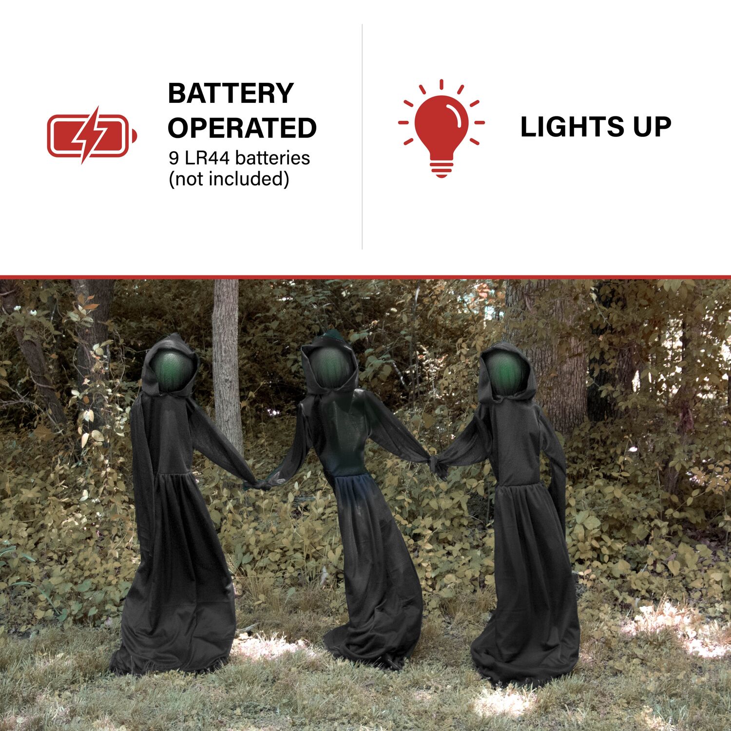 Haunted Hill Farm Trio of Darkness Prop with Lights, HHRPR-2FL - Image 7