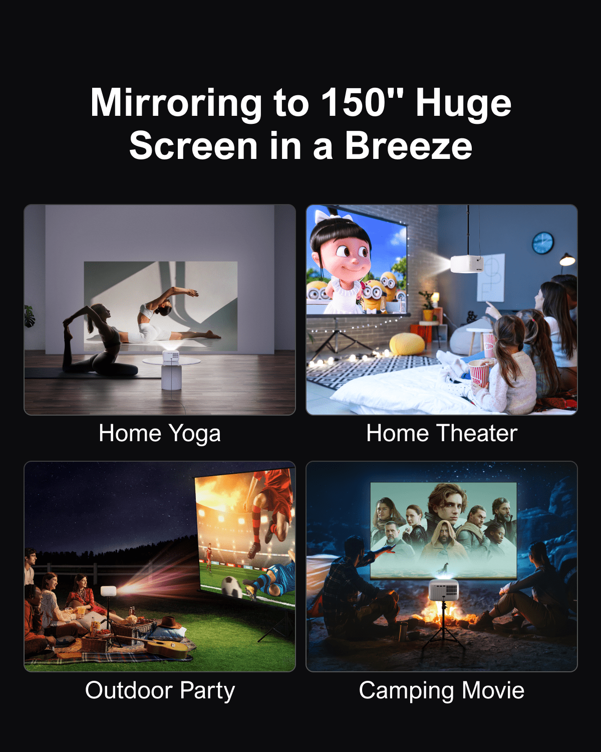 ULTIMEA Mini Projector, 300 ANSI Lumens, 5G WiFi & Bluetooth, 1080P Home Theater, Electric Focus, 150" Display, Portable Home Theater with Built-in Speakers, HDMI/USB/AV Compatible, Apollo P10 - Image 16