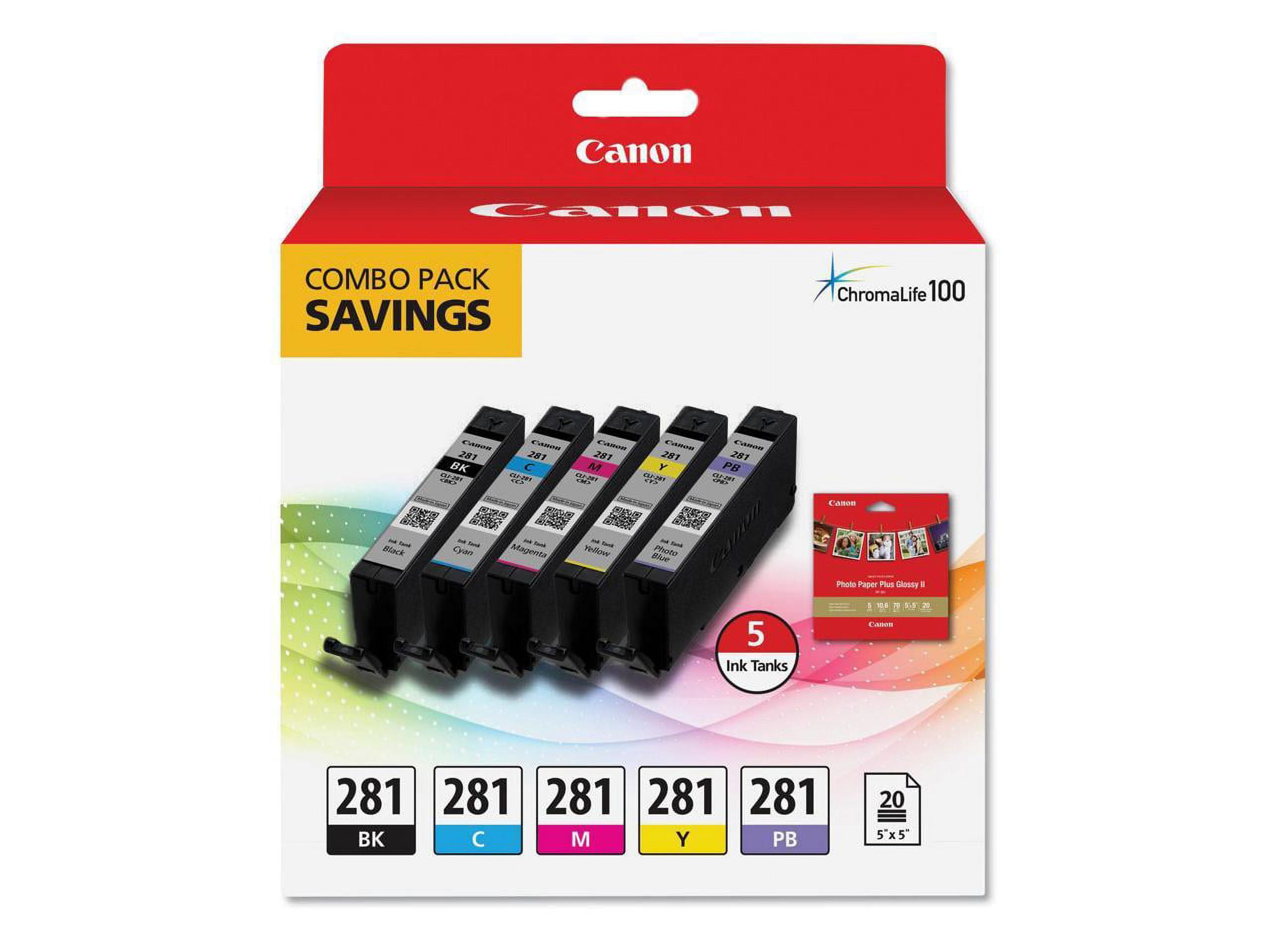 Canon 281 Black/Cyan/Magenta/Yellow/Photo Blue Standard Yield Ink Cartridge 5/Pack (2091C006) - Image 4
