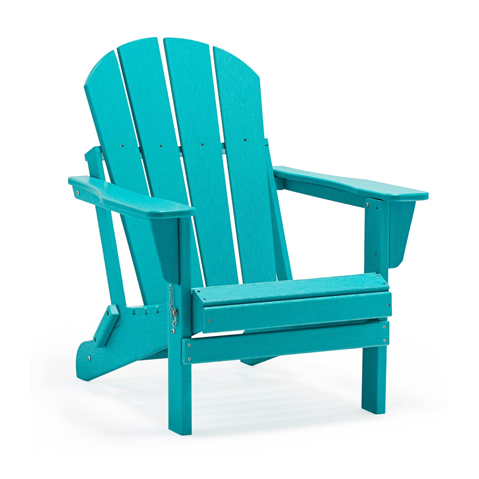 Polytrends Laguna Hdpe All Weather Outdoor Patio Foldable Adirondack Chairs With Side Table (3-Piece Set) Turquoise - Image 10